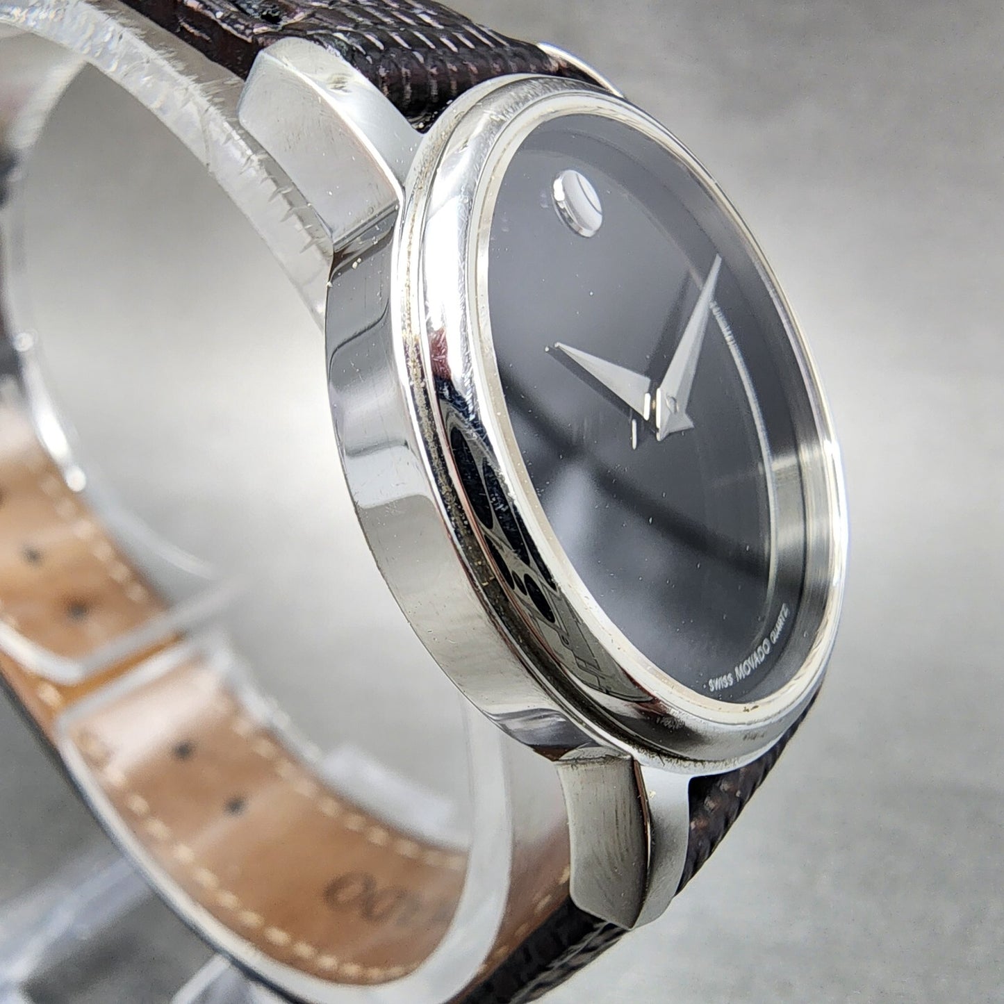Movado Museum Watch Women 27mm Black Dial Stainless Steel Round New Battery