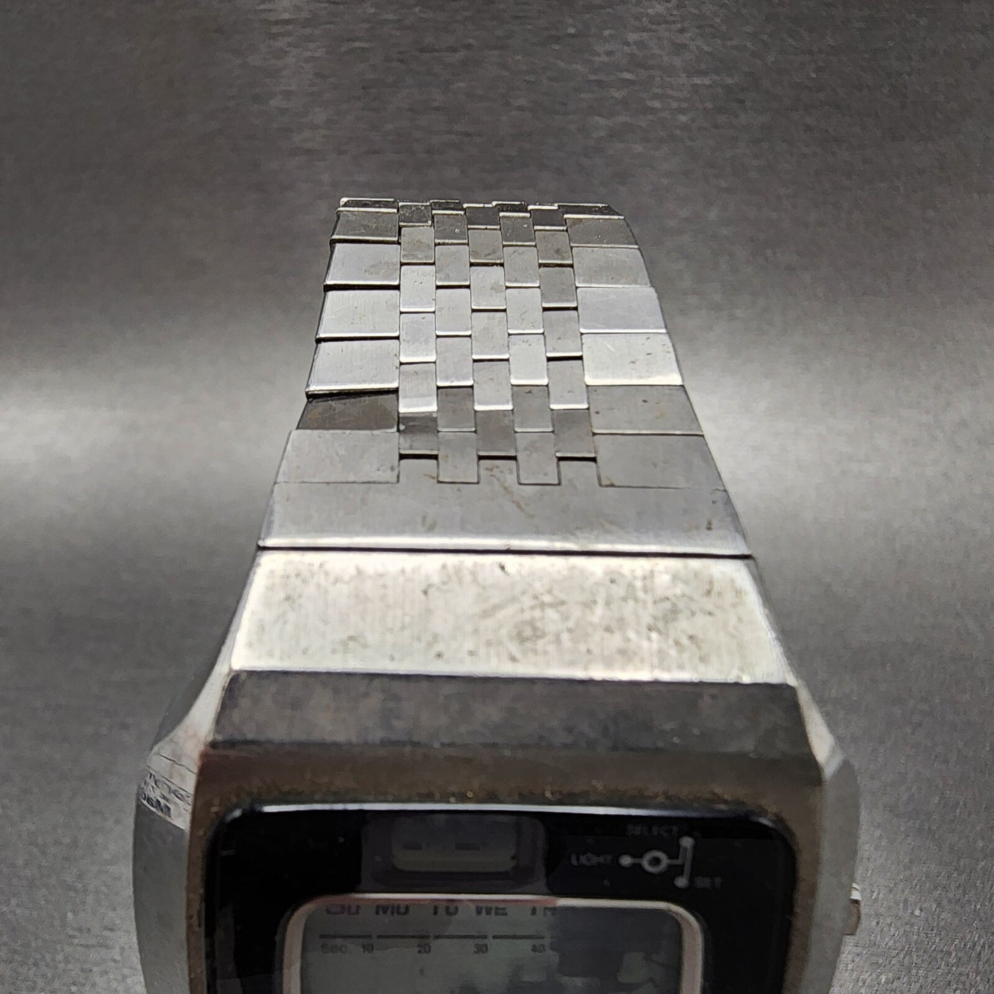 Seiko Digital Watch Men 37mm LCD Steel Daydate Rectangle 0114-0020 PARTS