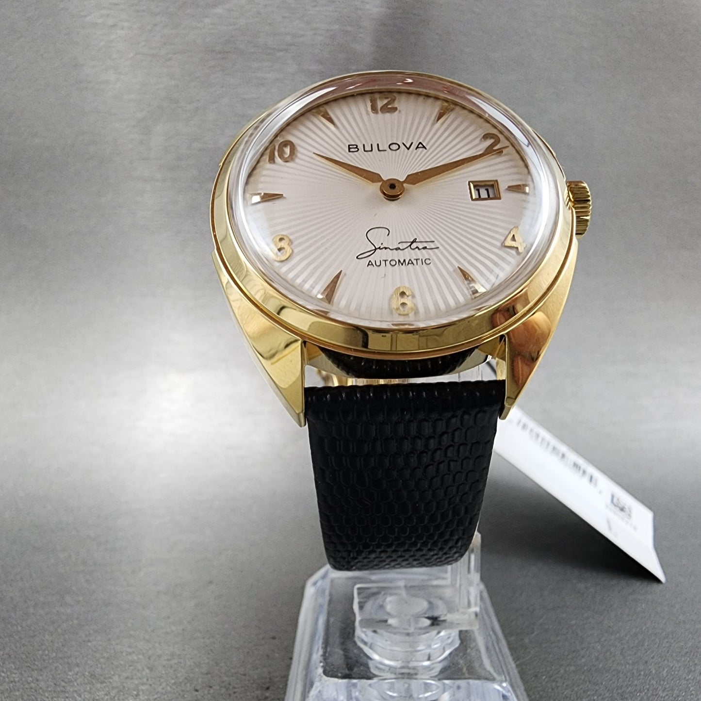 Bulova Frank Sinatra Fly Me To The Moon Watch Men 42mm White Dial Gold Tone READ