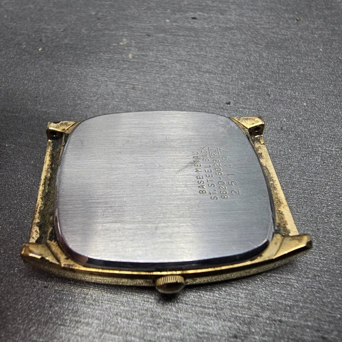 Seiko Tank Watch Men 28mm Champagne Dial Gold Tone Rectangle 8620-5029 PARTS VTG13