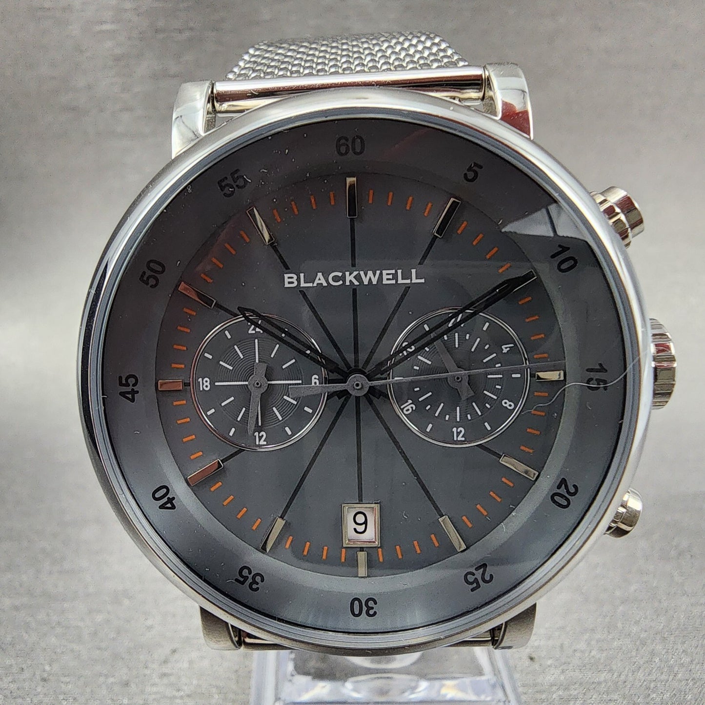 Blackwell Hudson yard Watch Men 44mm Gray Dial Steel Date Round New Battery