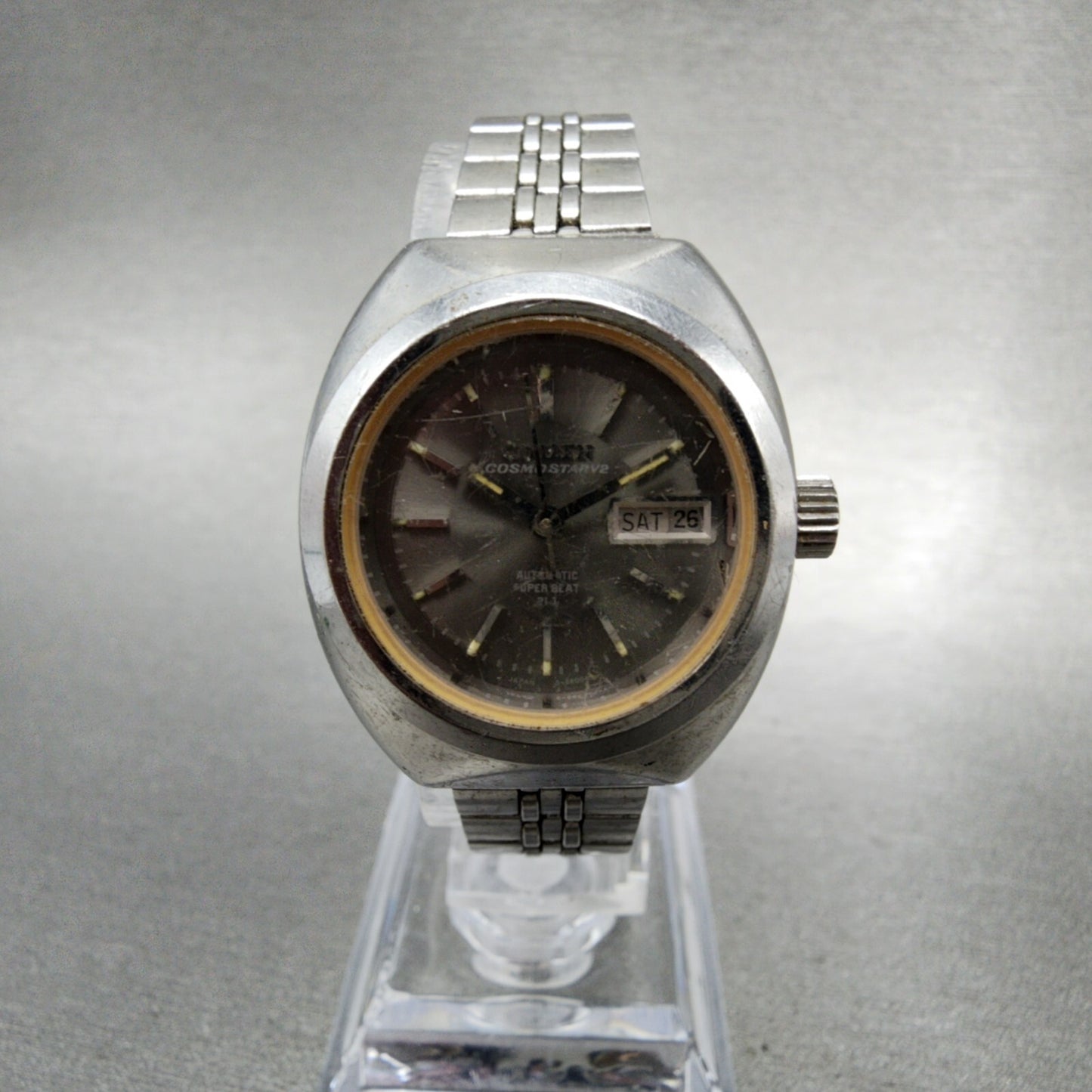 Citizen Cosmostar V2 Watch Women 27mm Gray Dial Silver Tone Date Automatic Runs