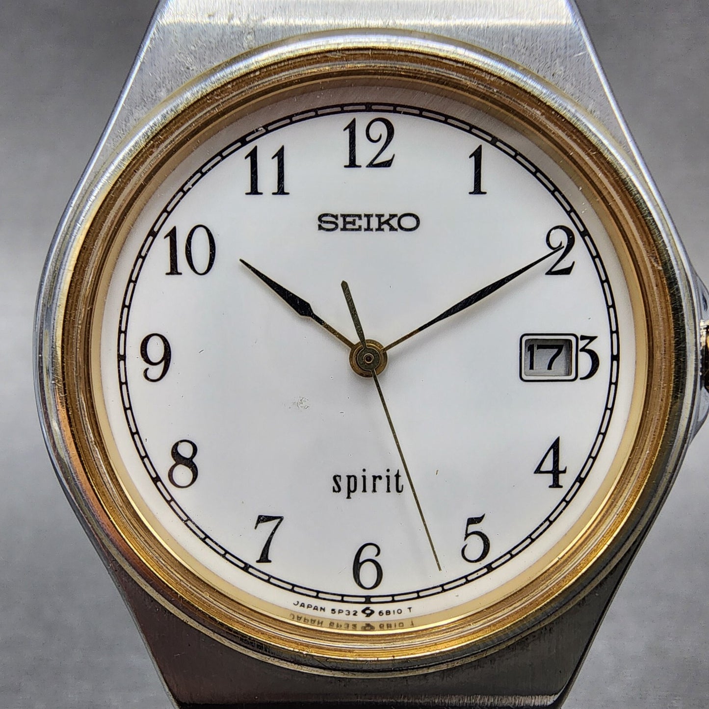 Seiko Spirit Watch Men 34mm White Dial Silver Tone Date 5p32-6b30 New Battery