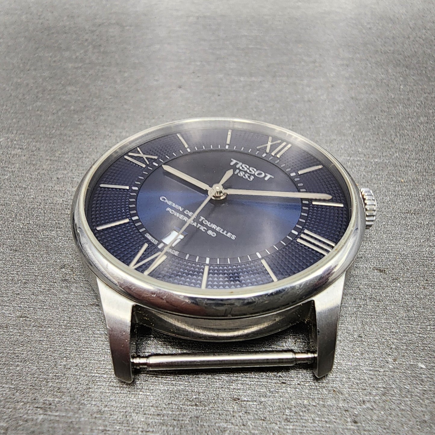 Tissot Chemin Des Tourelles Powermatic 80 Watch Men Blue Dial Steel Date READ!!