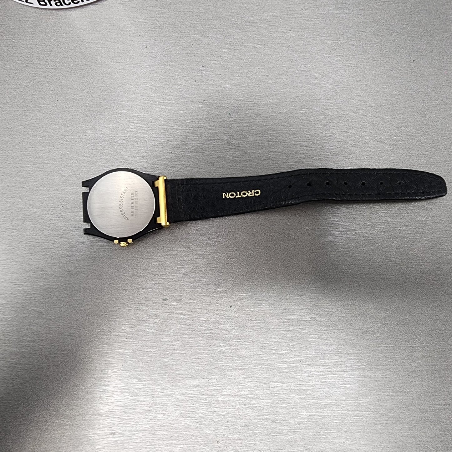 NOS Croton Watch Women 30mm Black Dial Black Tone Date Round New Battery