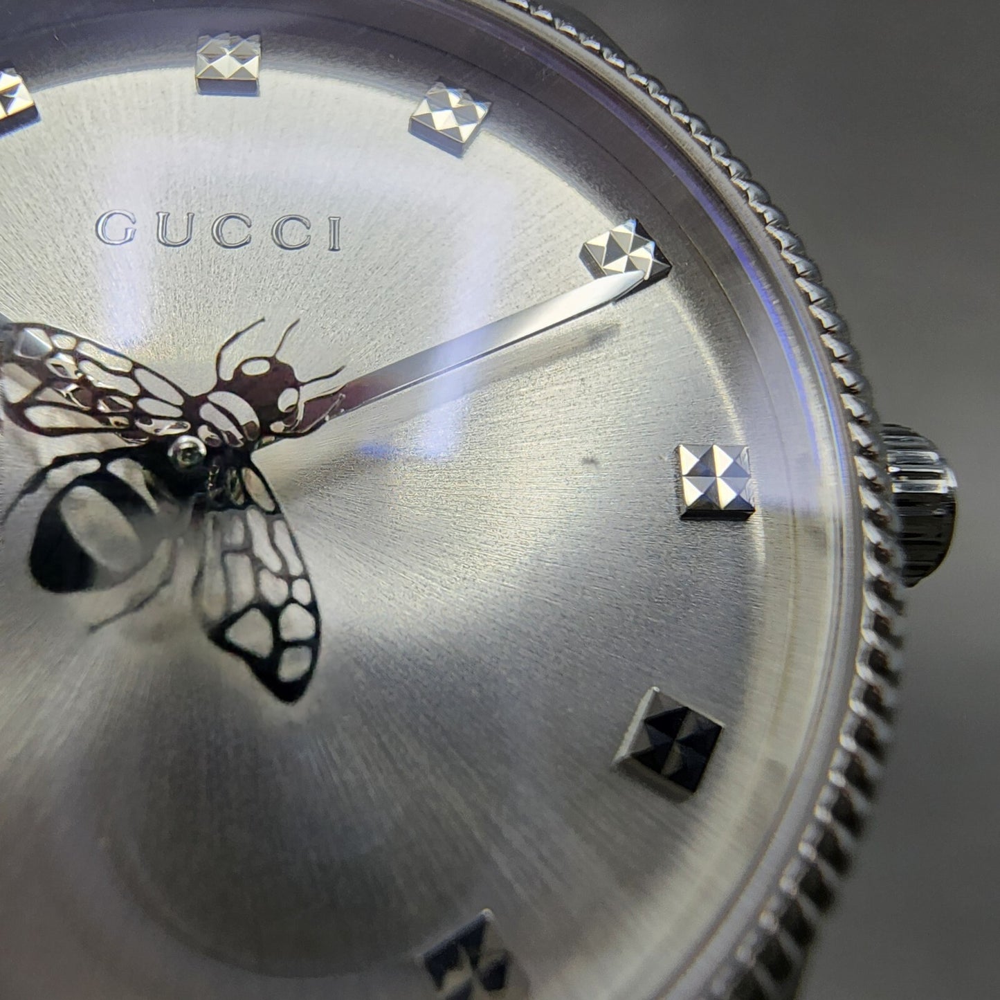 Gucci G-Timeless Watch Women 29mm Silver Dial Steel Round Bracelet YA1265019