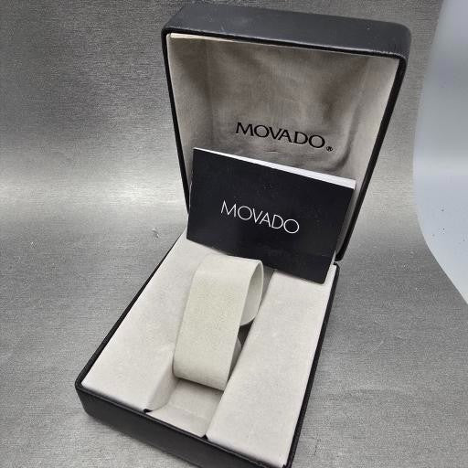 Movado Amorosa Watch Women 24m Black Dial Silver Tone 84 E4 1842 New Batt W/Box12
