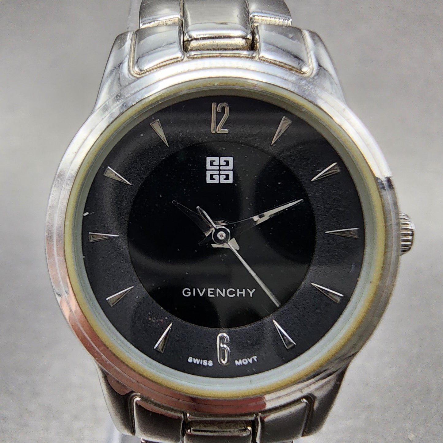 Givenchy Watch Women 24mm Black Dial Stainless Steel Round New Battery