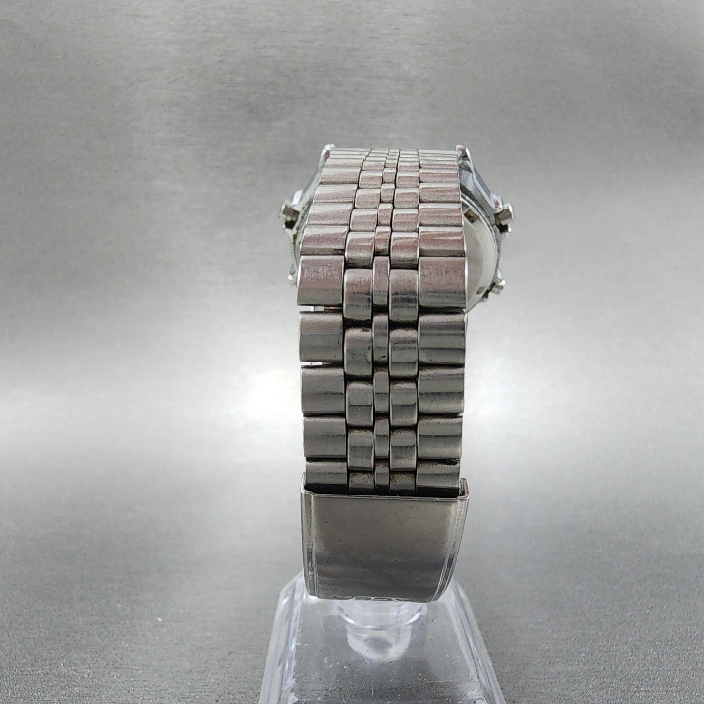 Seiko ALBA Digital Watch Men 36mm Silver Dial Alarm Chrono Y735-4A00 New Battery