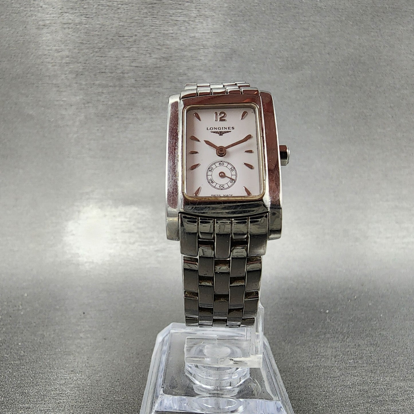 Longines Dolce Vita tank Watch Women 20mm White Dial Steel Rectangle New Battery