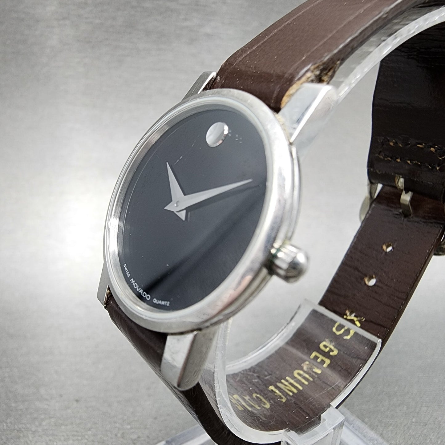 Movado Museum Watch Women 25mm Black Dial Steel Round 84.A1.845 New Battery