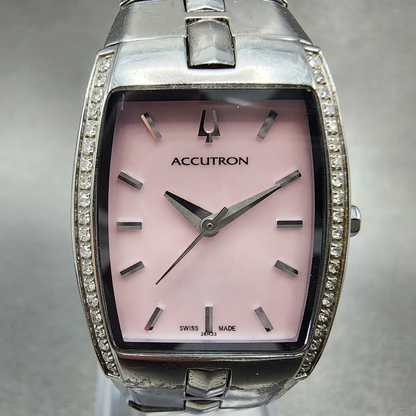 Bulova Accutron Watch Women 22mm MOP Dial Steel NO BACK !!!! 26R33 New Battery