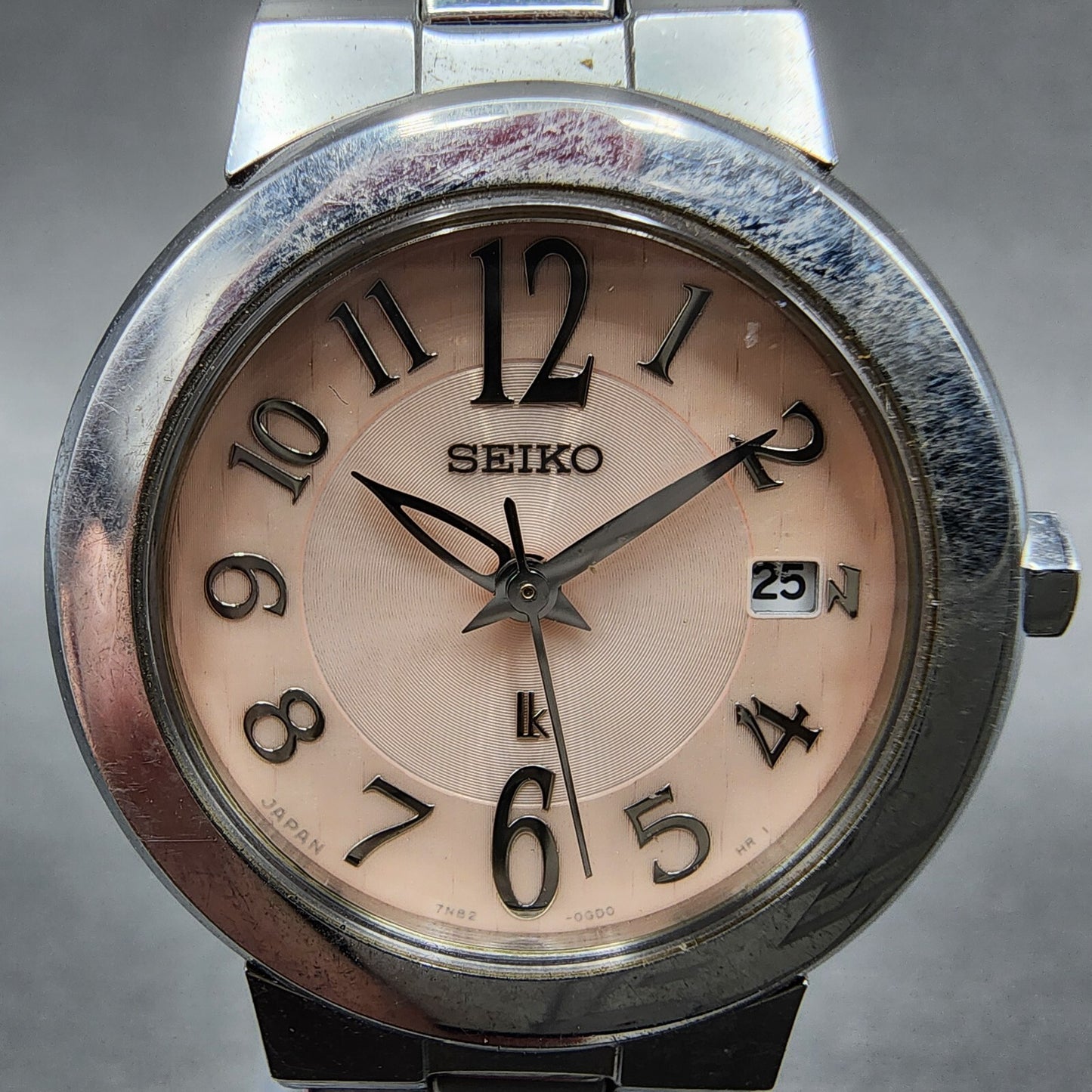 Seiko Lukia Watch Women 26mm Pink Dial Silver Tone Date 7n82-0cn0 New Battery
