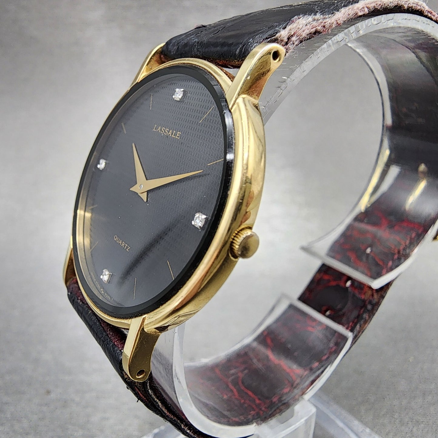 Seiko Lassale Watch Men 31mm Black Dial Gold Tone 7750-7009 New Battery READ!!!