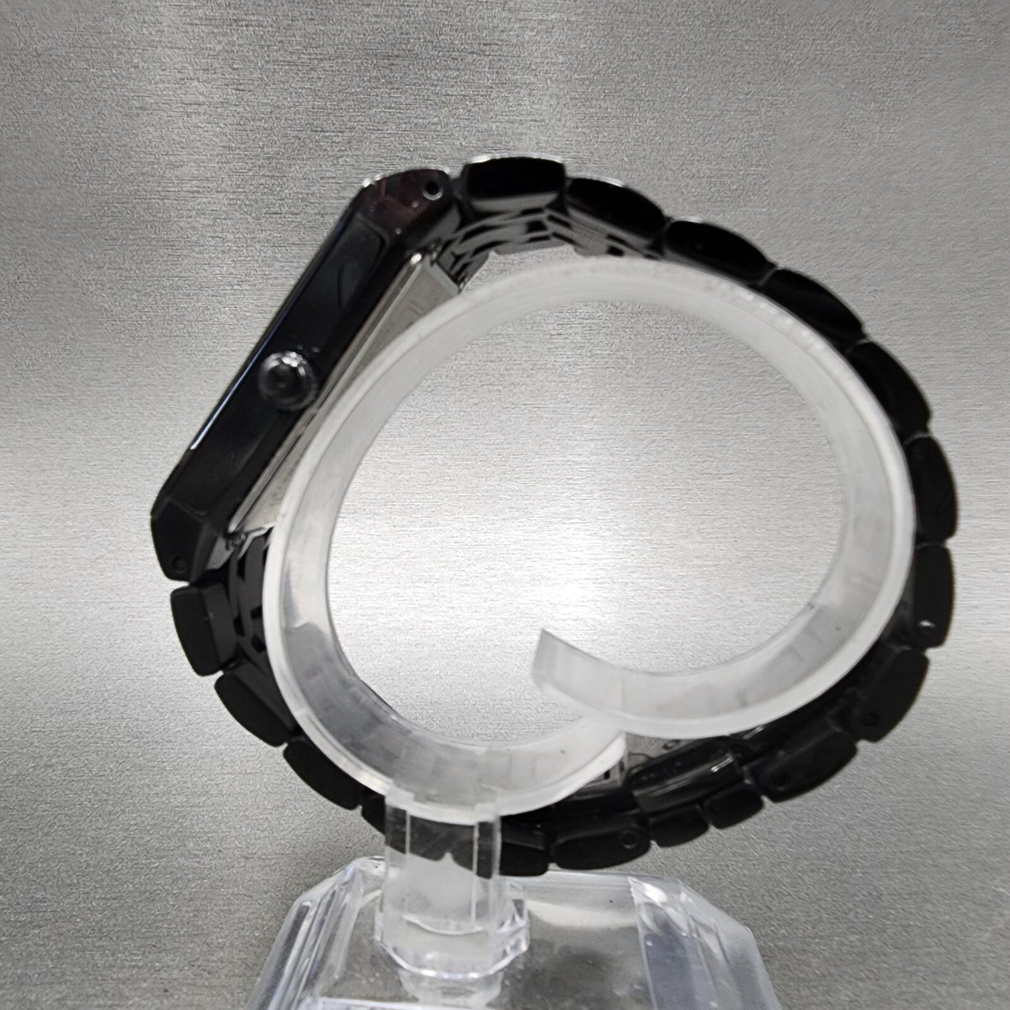 Bulova Quadra Watch Men 31mm Black Dial Black Tone Octagon 98D164 Bracelet B1234