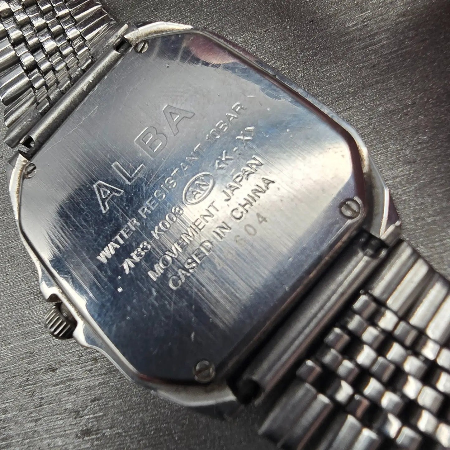 Seiko Alba Watch Men 32mm Silver Dial Silver Tone Daydate 7N33-K003 New Battery10