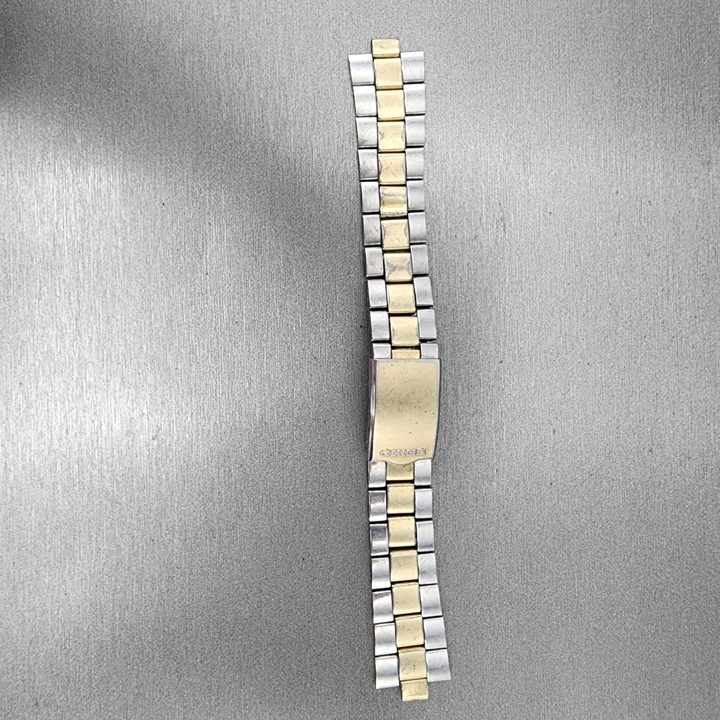 VTG Seiko Watch Bracelet 19mm Two Tone Gold&Silver Tri Folding Claps