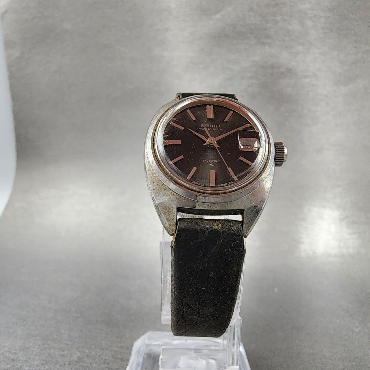 Seiko Matic Lady Watch Women 23mm Black Dial Silver Tone Automatic 2517-0210