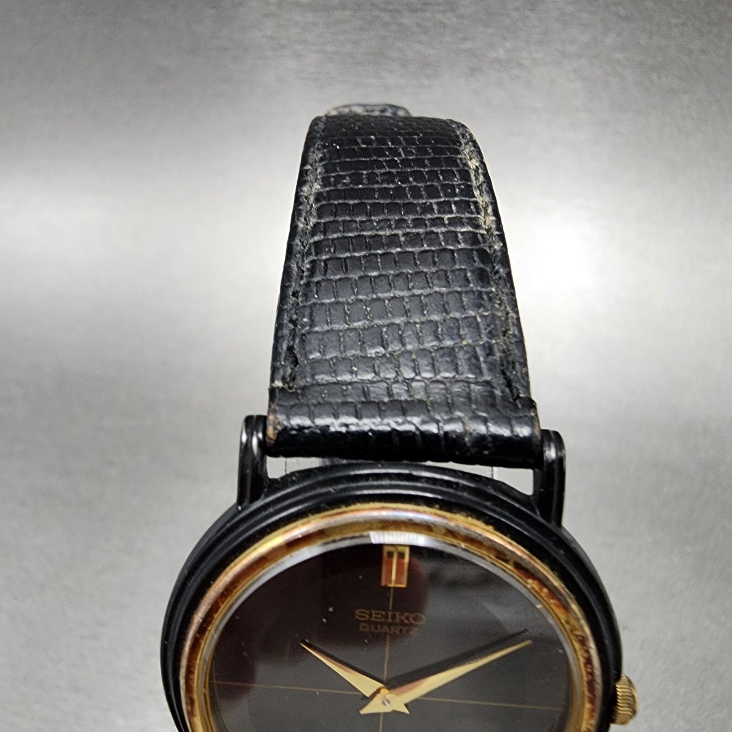 Seiko Watch Men 32mm Black Dial Black Tone Oval 6530-5129 PARTS