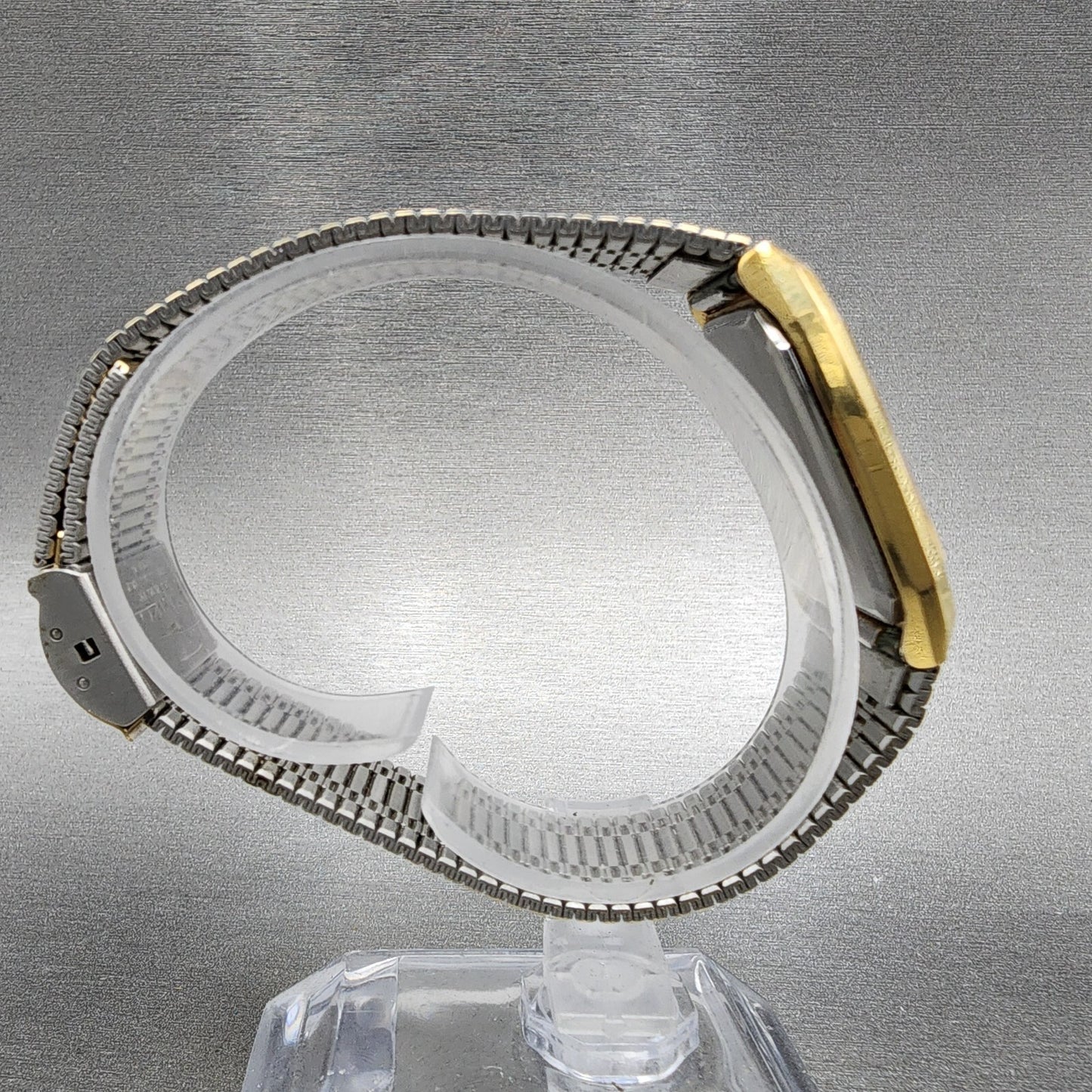 Seiko Tank Watch Men 26mm Gold dial Gold Tone Rectangle 6530-5080 New Battery