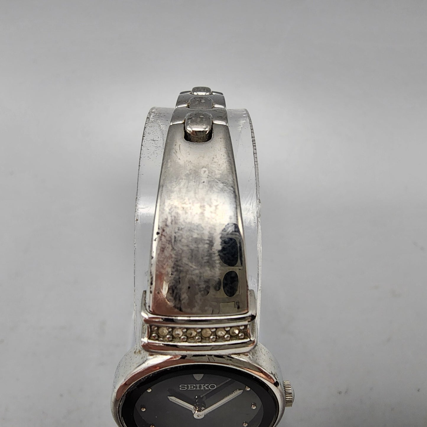 VTG Seiko Watch Women 21mm Black Dial Silver Tone Round 1N00-0SC0 New Battery