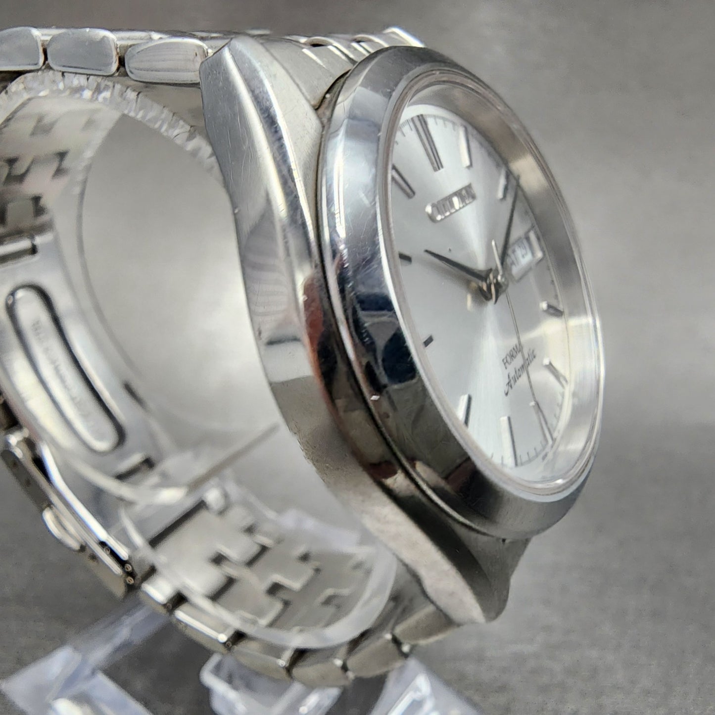 Citizen Forma Automatic Watch Men 37mm Silver Dial Silver Tone Daydate Runs