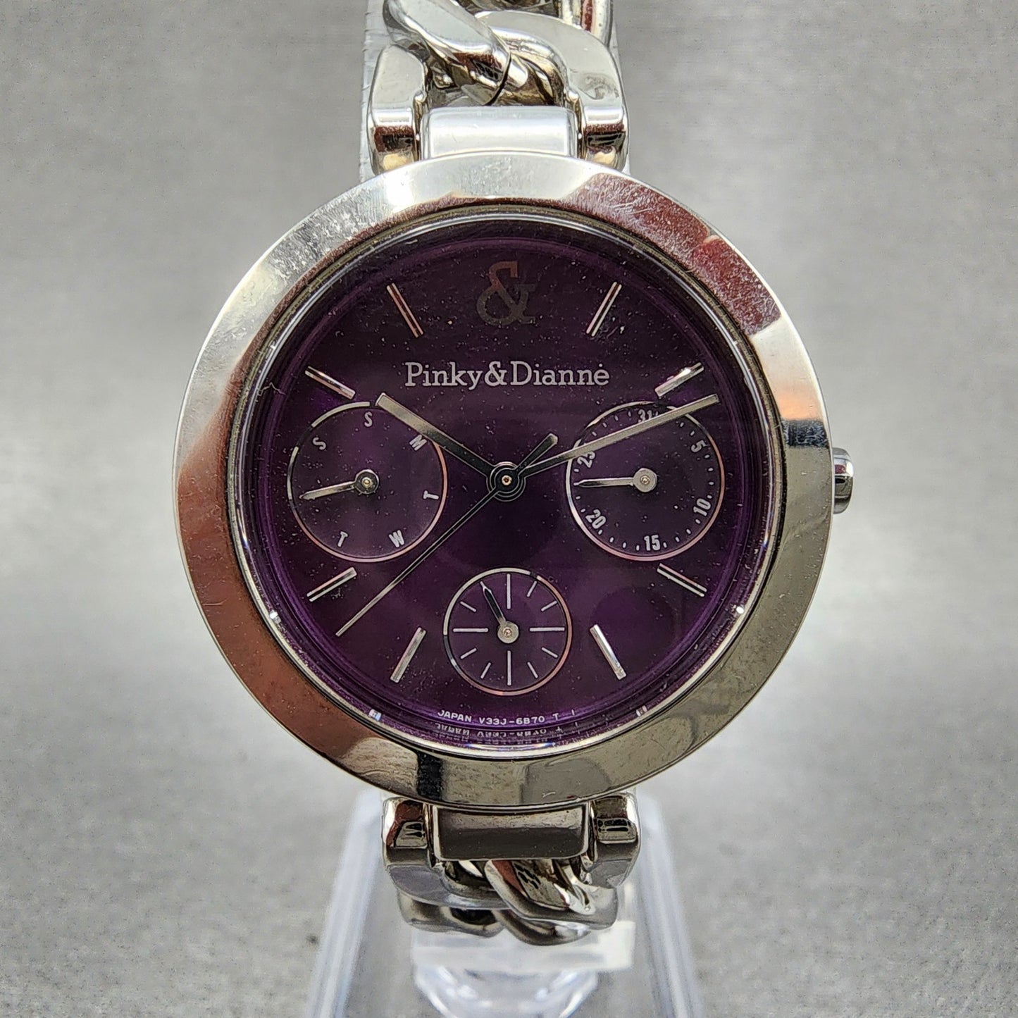 Seiko Pinky & Dianne Watch Women 32mm Purple Dial Steel Daydate Round New Batt