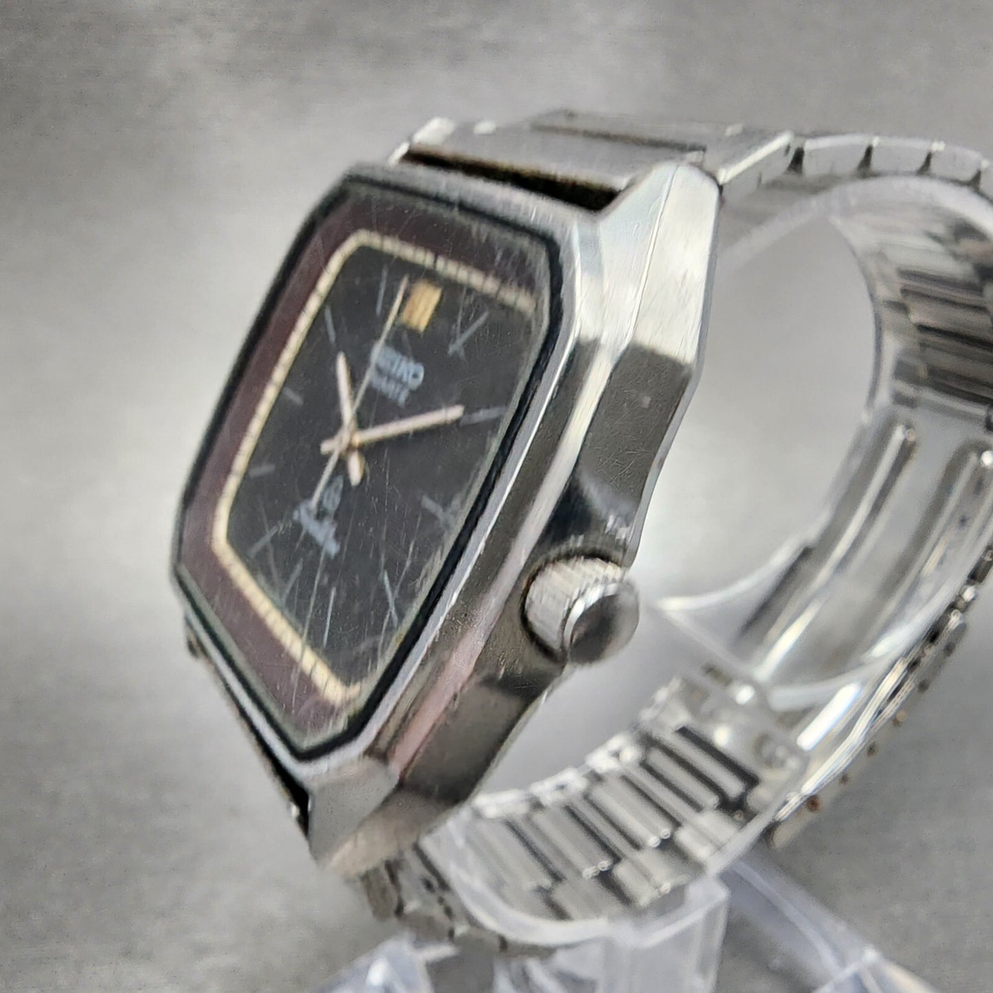 Seiko Silverwave Watch Men 33mm Brown Dial Steel Octagon 8221-5010 New Batt