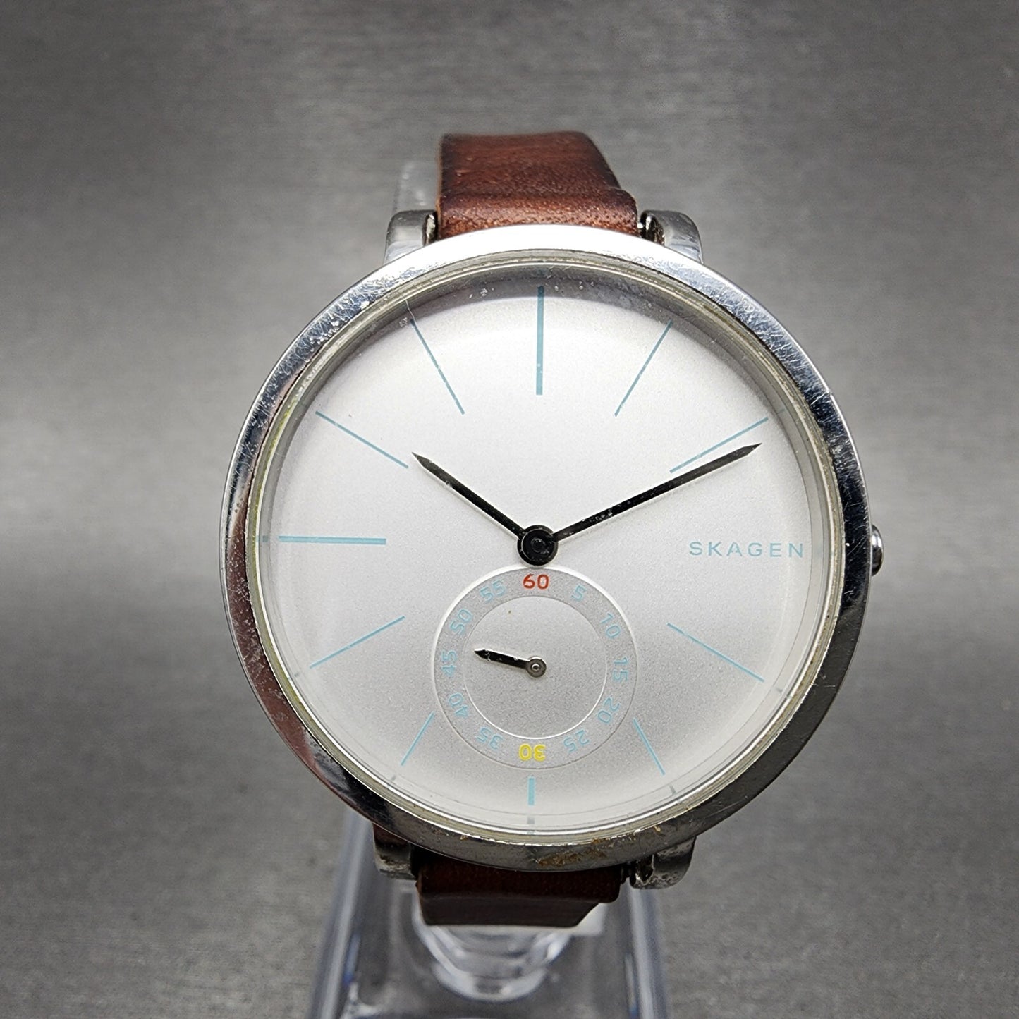 Skagen Hagen Watch Women 34mm Silver Dial Stainless Steel Round SKW2450 New Batt