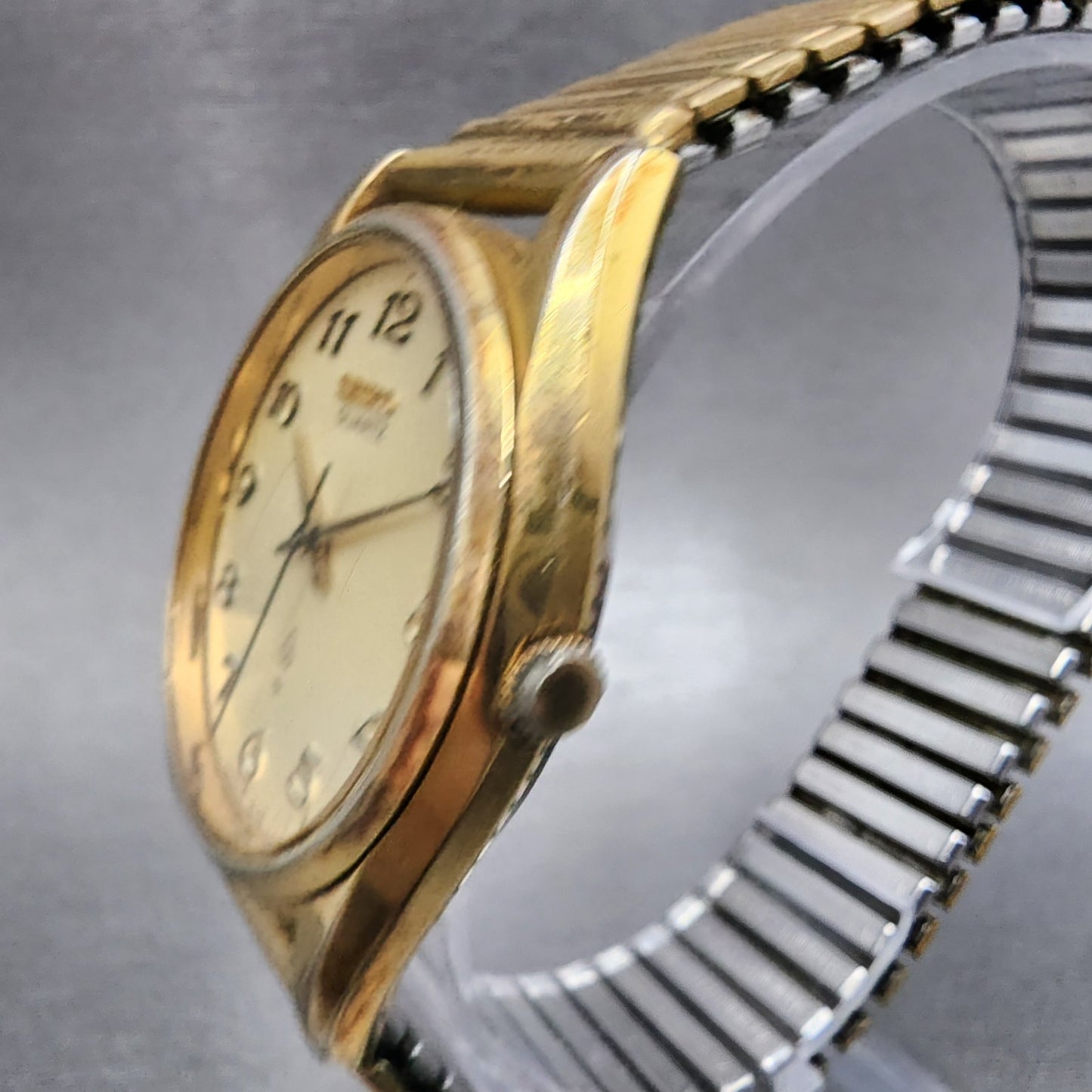 Seiko Watch Men 36mm Champagne Dial Gold Tone Round 7121-8000 New Battery