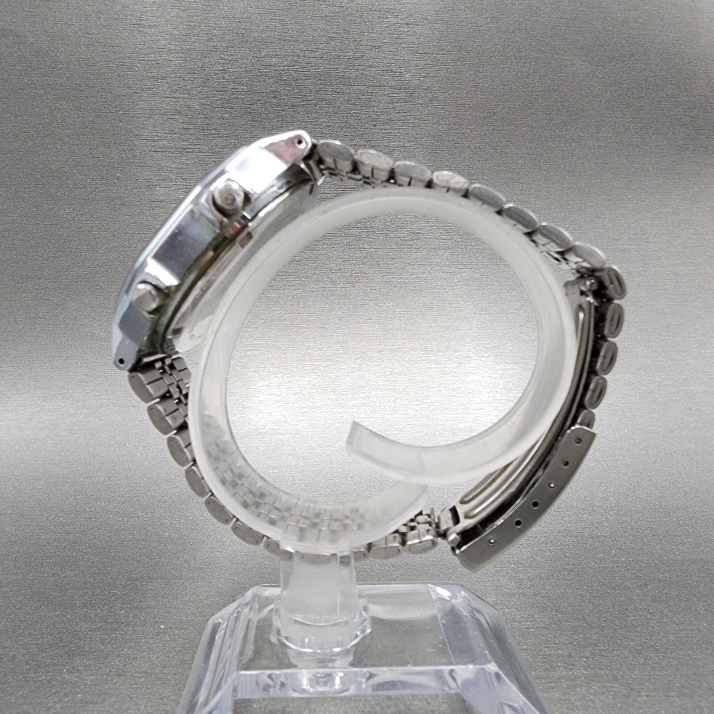Seiko ALBA Digital Watch Men 36mm Silver Dial Alarm Chrono Y735-4A00 New Battery