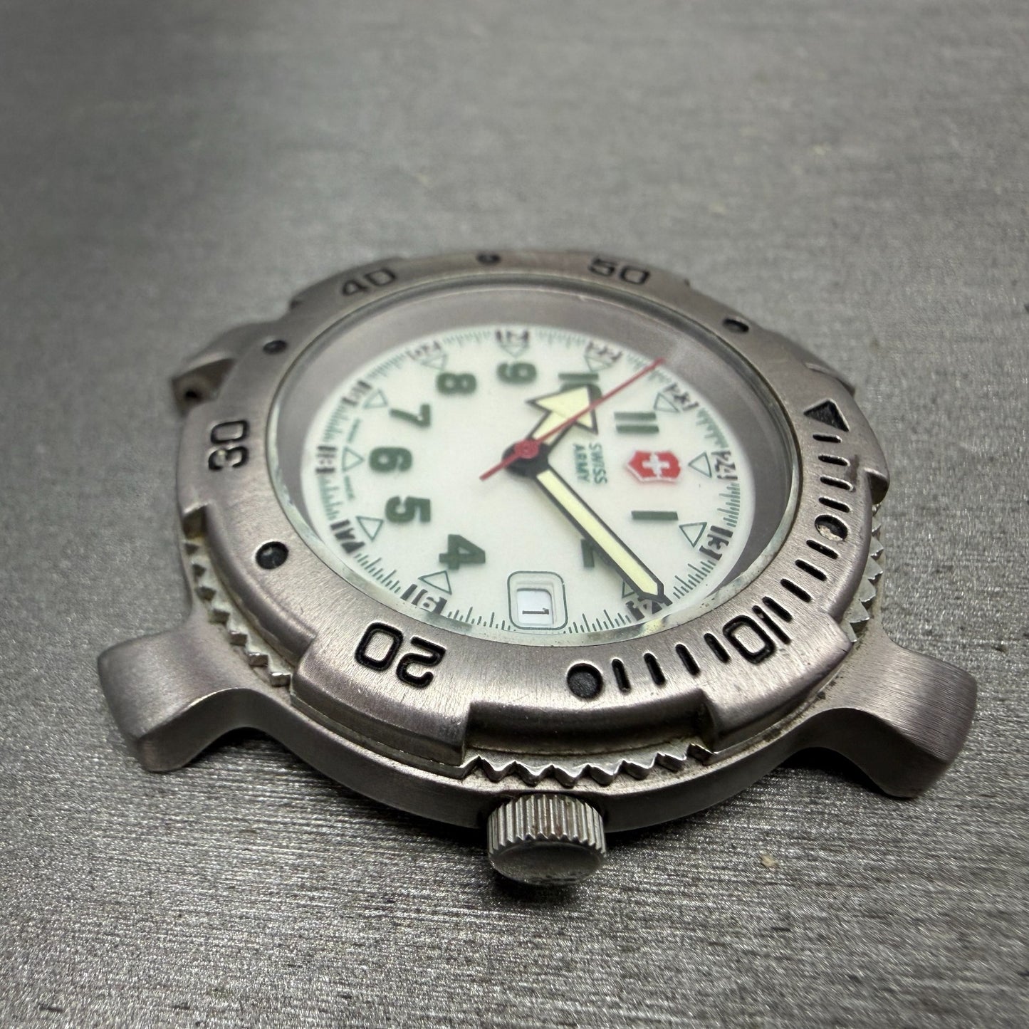 Swiss Army Sports Line Watch Men 37mm White Dial Silver Tone Date Backlight PART6