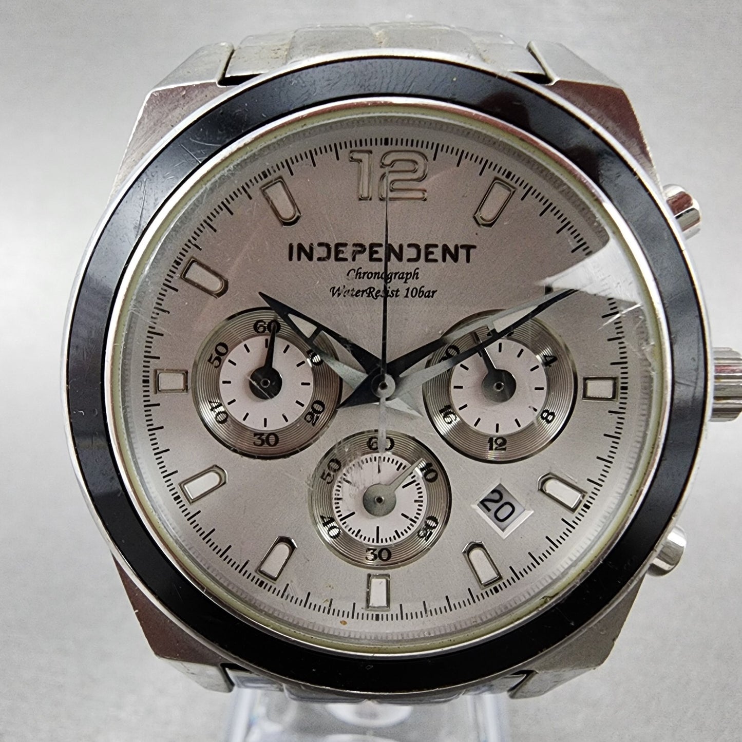 Citizen Independent Chronograph Watch Men 40mm White Dial Steel Date New Battery