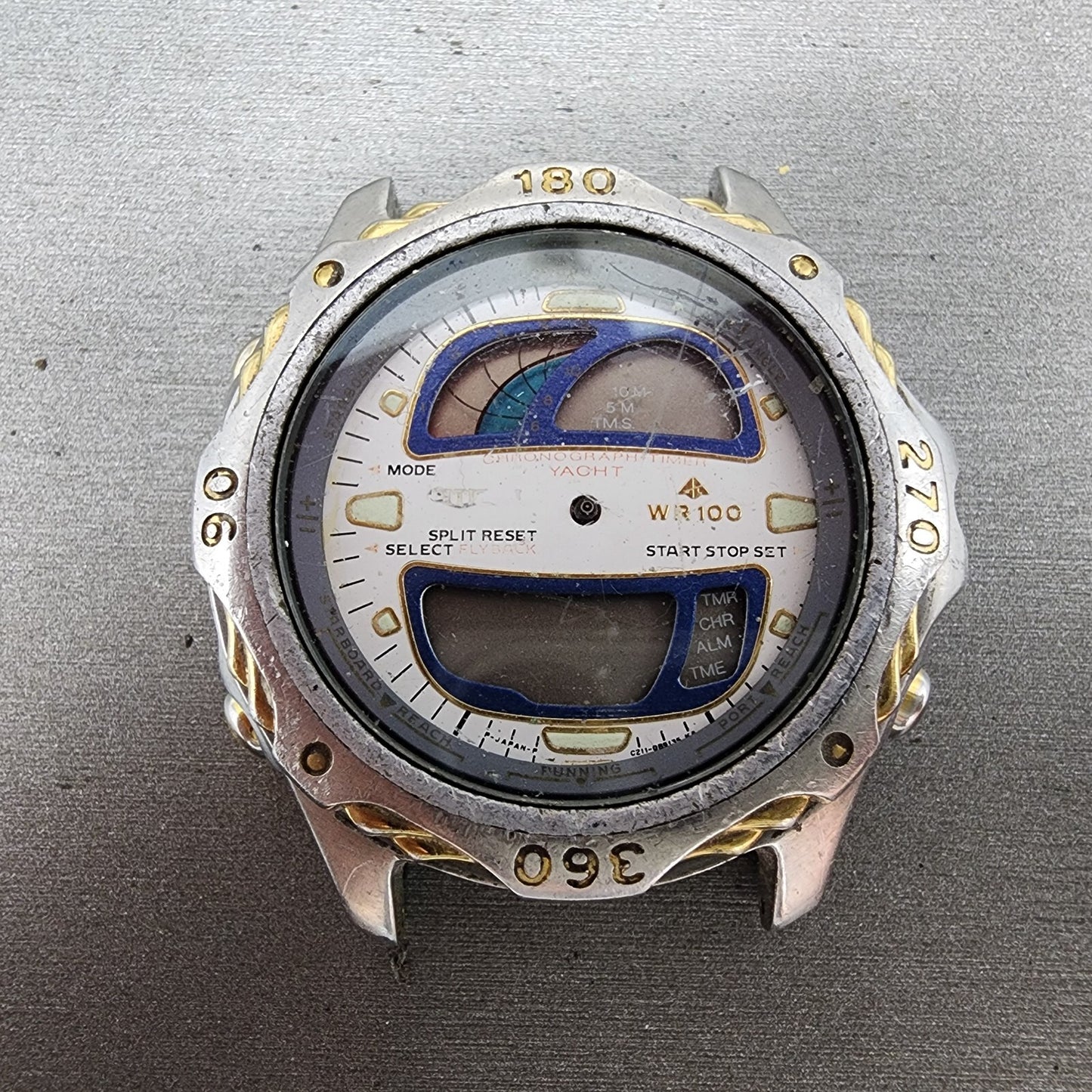 Citizen Yachtmaster Watch Men 42mm Analog Digital Round C211 Silver Tone PARTS