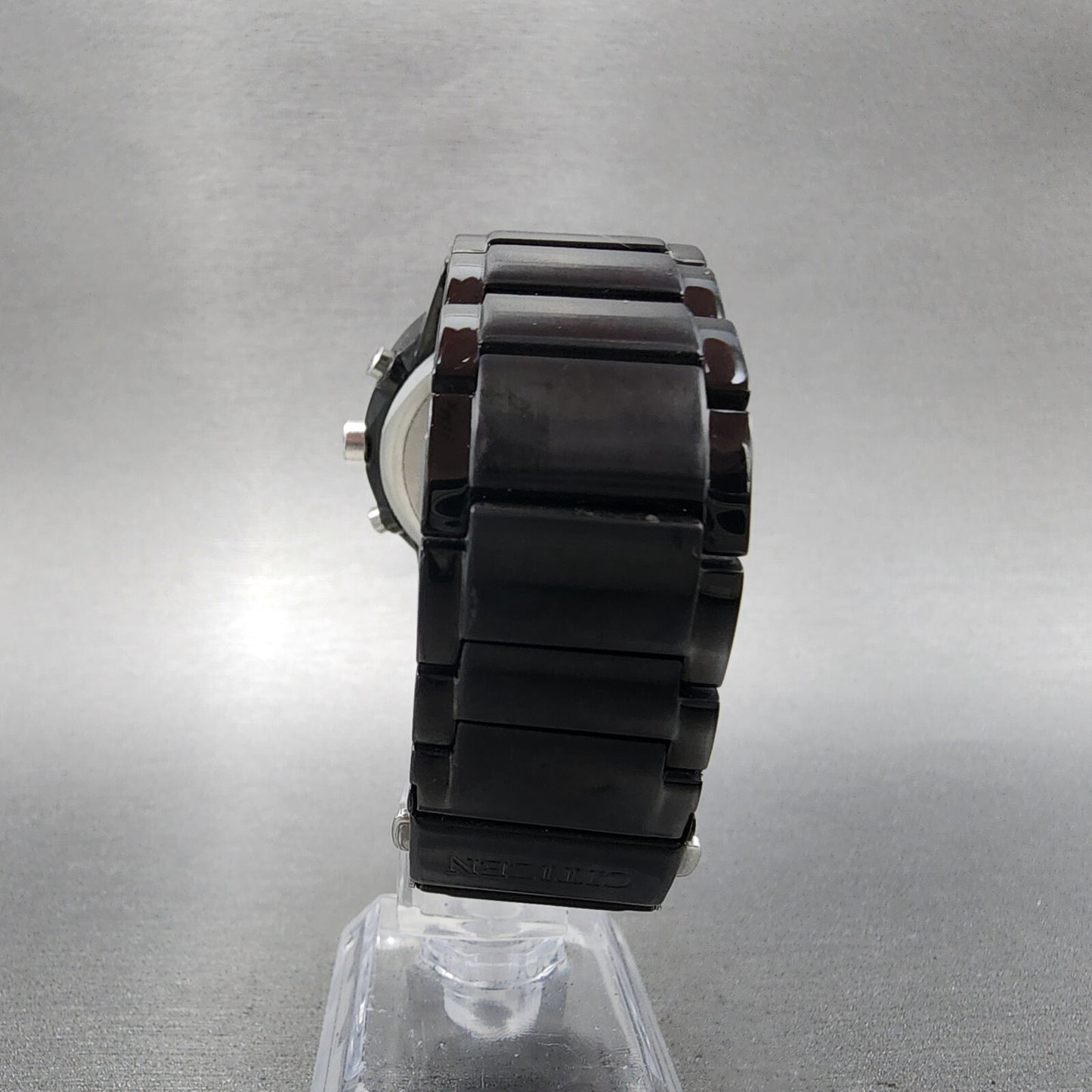 Citizen Eco-Drive Axiom Chronograph Watch Men 43mm Black Dial Black Tone Runs