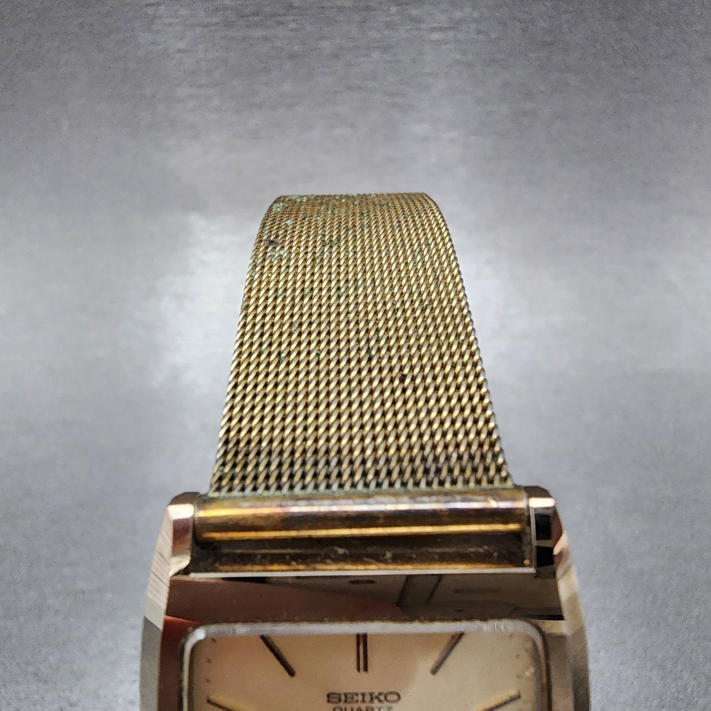 Seiko Dolce Tank Watch Men 28mm Champagne Dial Gold Tone 6030-5320 New Battery