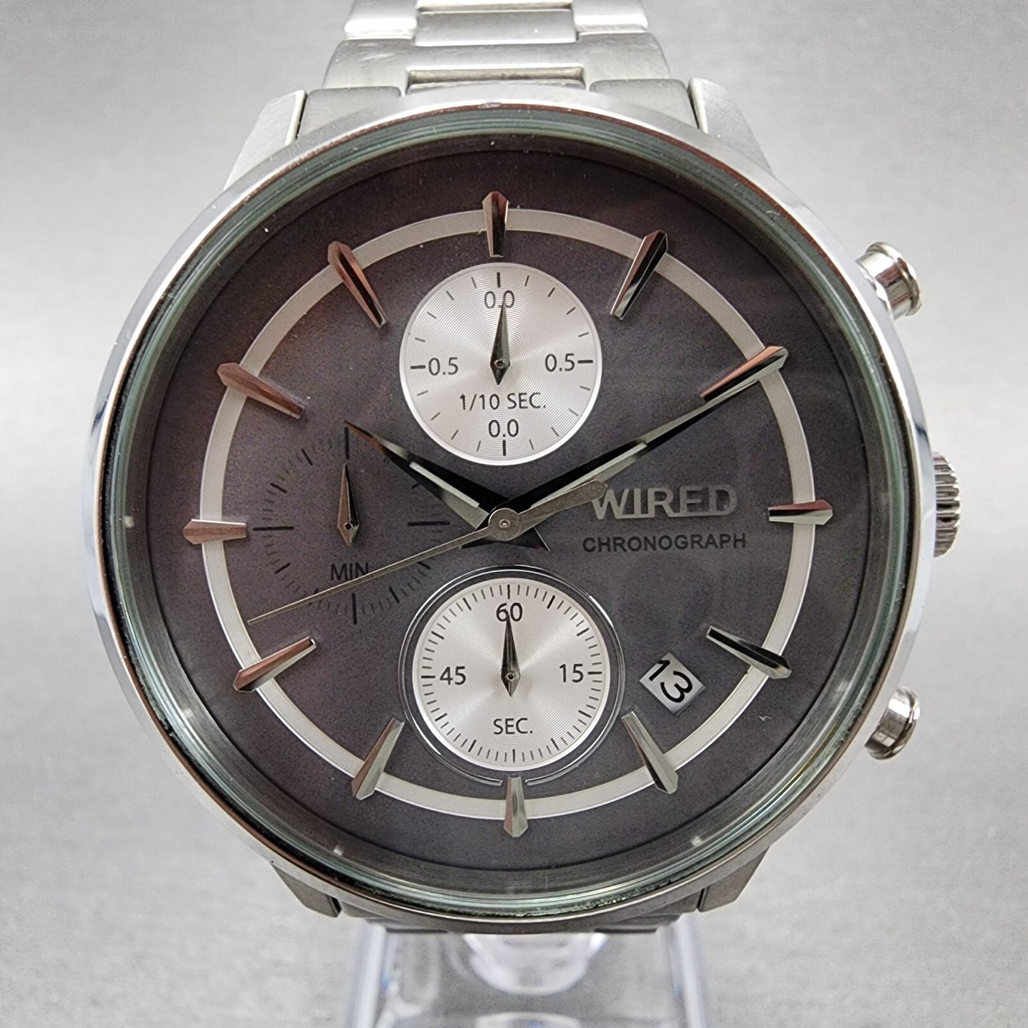 Seiko Wired Chronograph Watch Men 40mm Silver Dial Steel Date Vd57-kjd0 New Batt