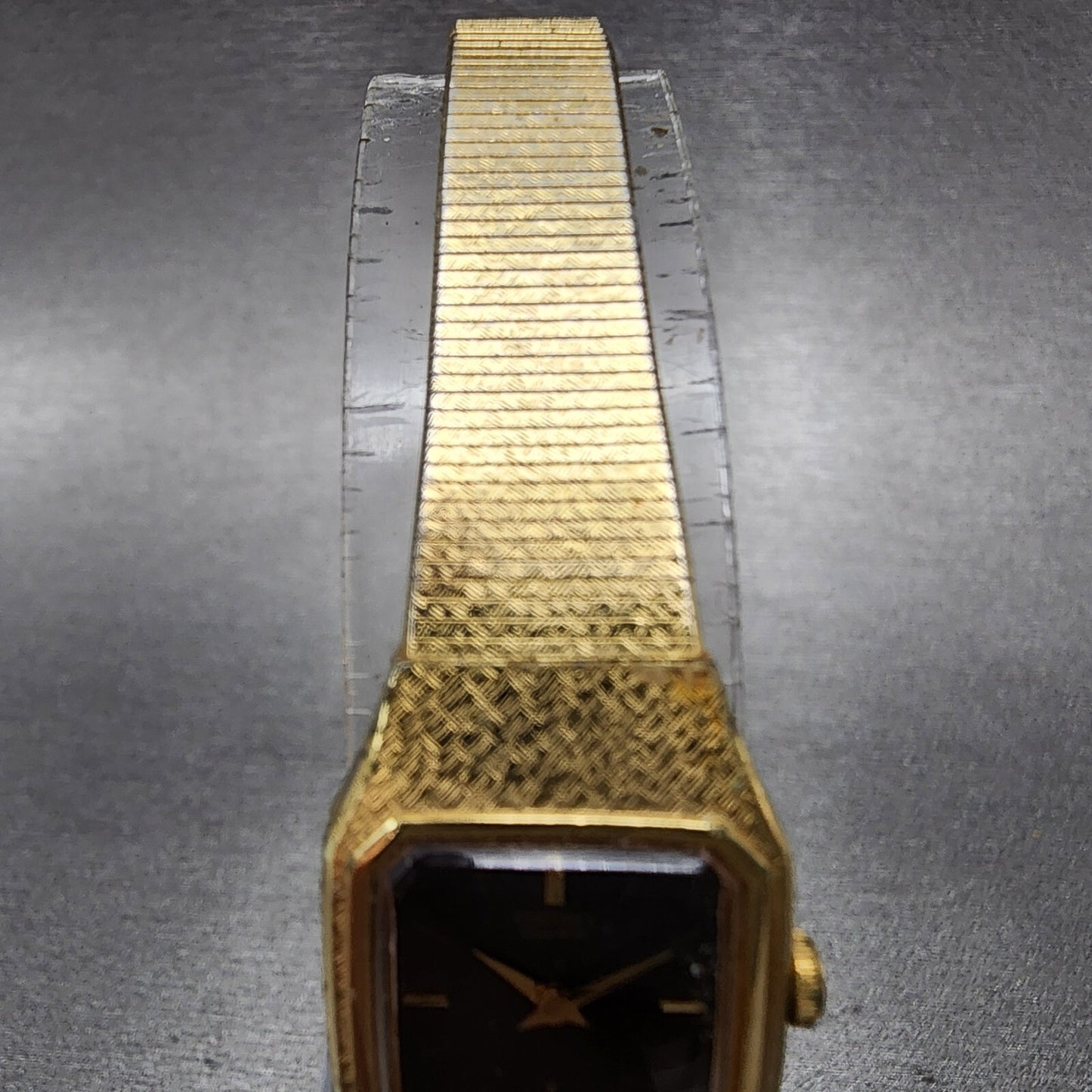 Seiko Watch Women 16mm Brown Dial Gold Tone Rectangle 2C20-5789 New Battery VTG
