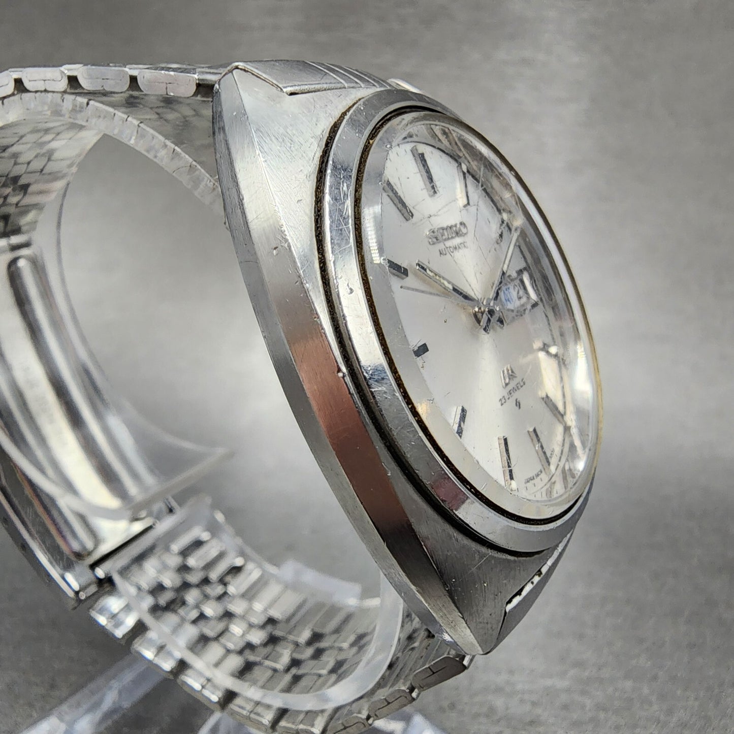 Seiko Lord Matic Watch Men 35mm Silver Dial Steel Daydate 5606-7140 Runs READ!!!