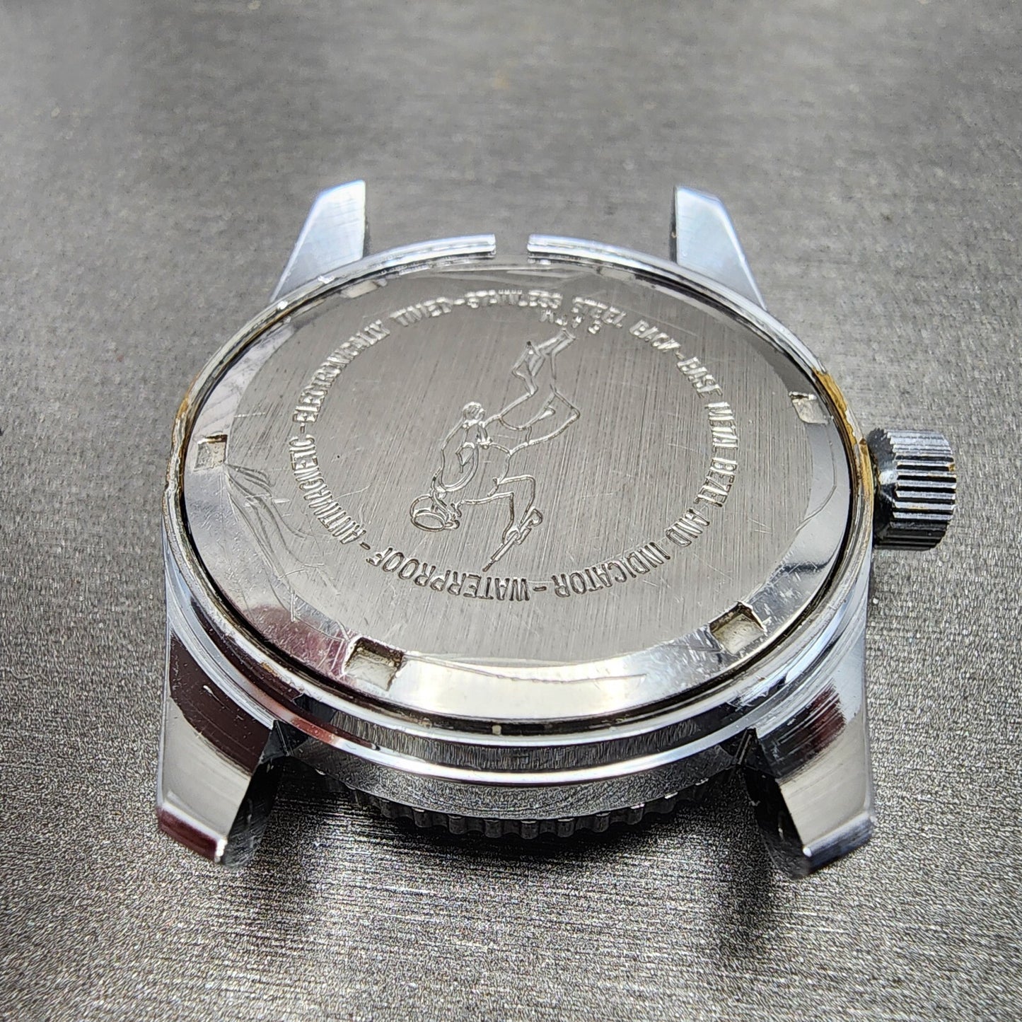 Lucerne Marine Luxus Diver Watch Men 36mm Black Dial Silver Tone Date PARTS