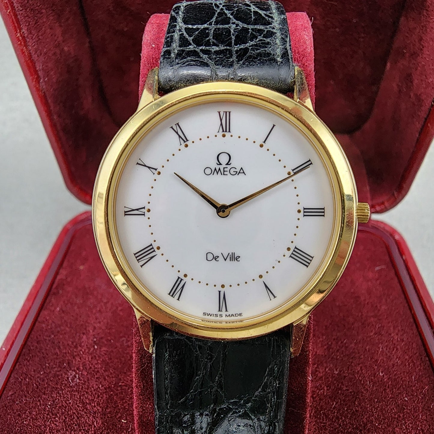 Omega De Ville Watch Men 32mm White Dial Two Tone Round 195.0048 New Battery