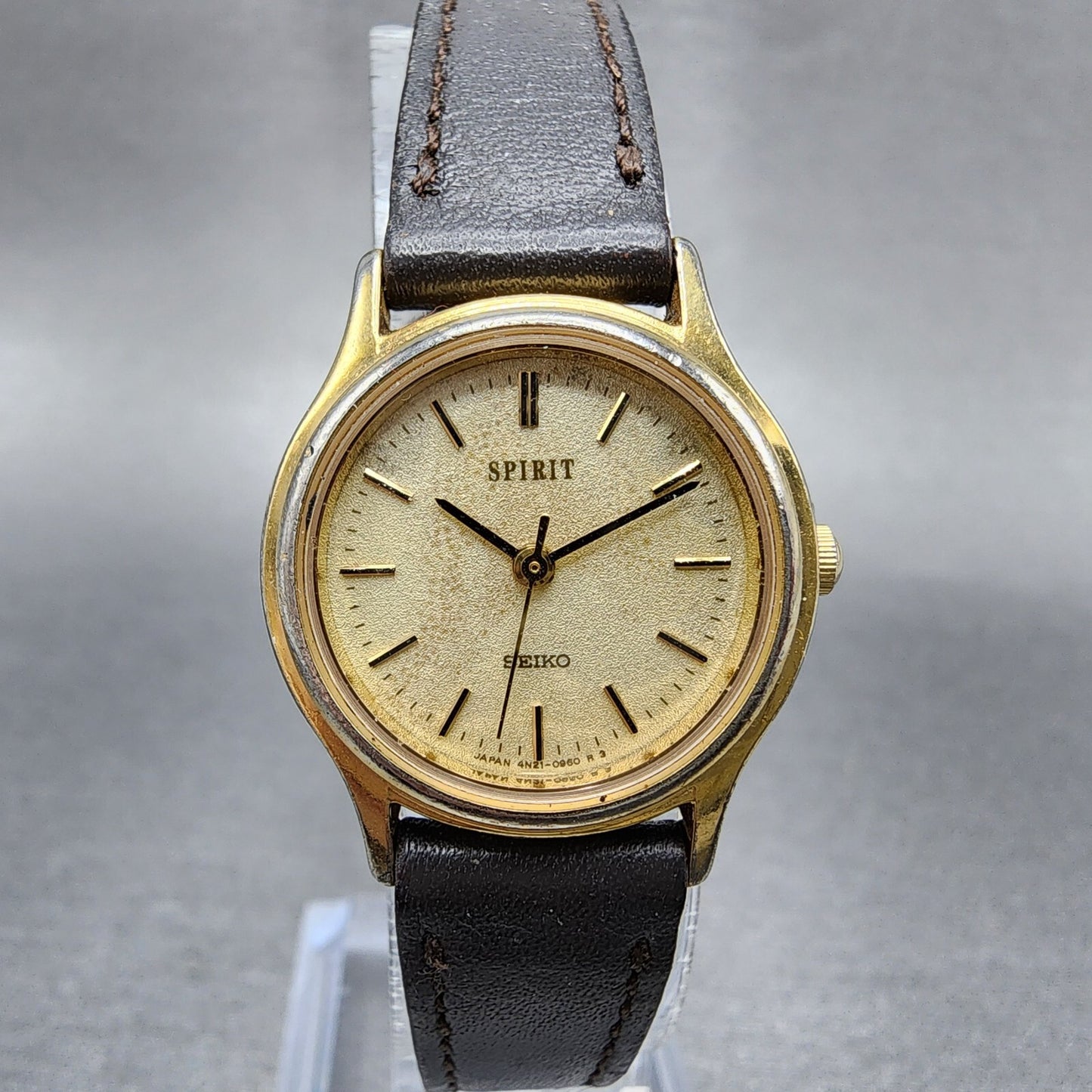 Seiko Spirit Watch Women 23mm Champagne Dial Gold Tone 4n21-0450 New Battery