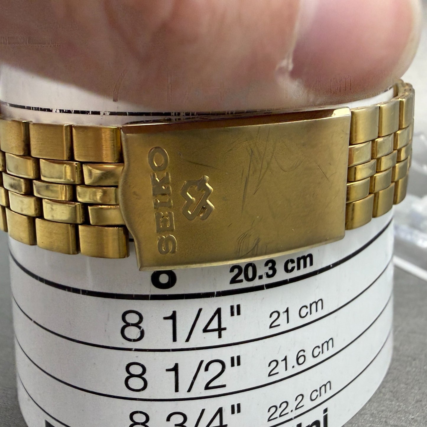 Seiko SQ Watch Men 35mm Gold Dial Gold Tone Daydate Round 5Y23-8040 New BatteryP10