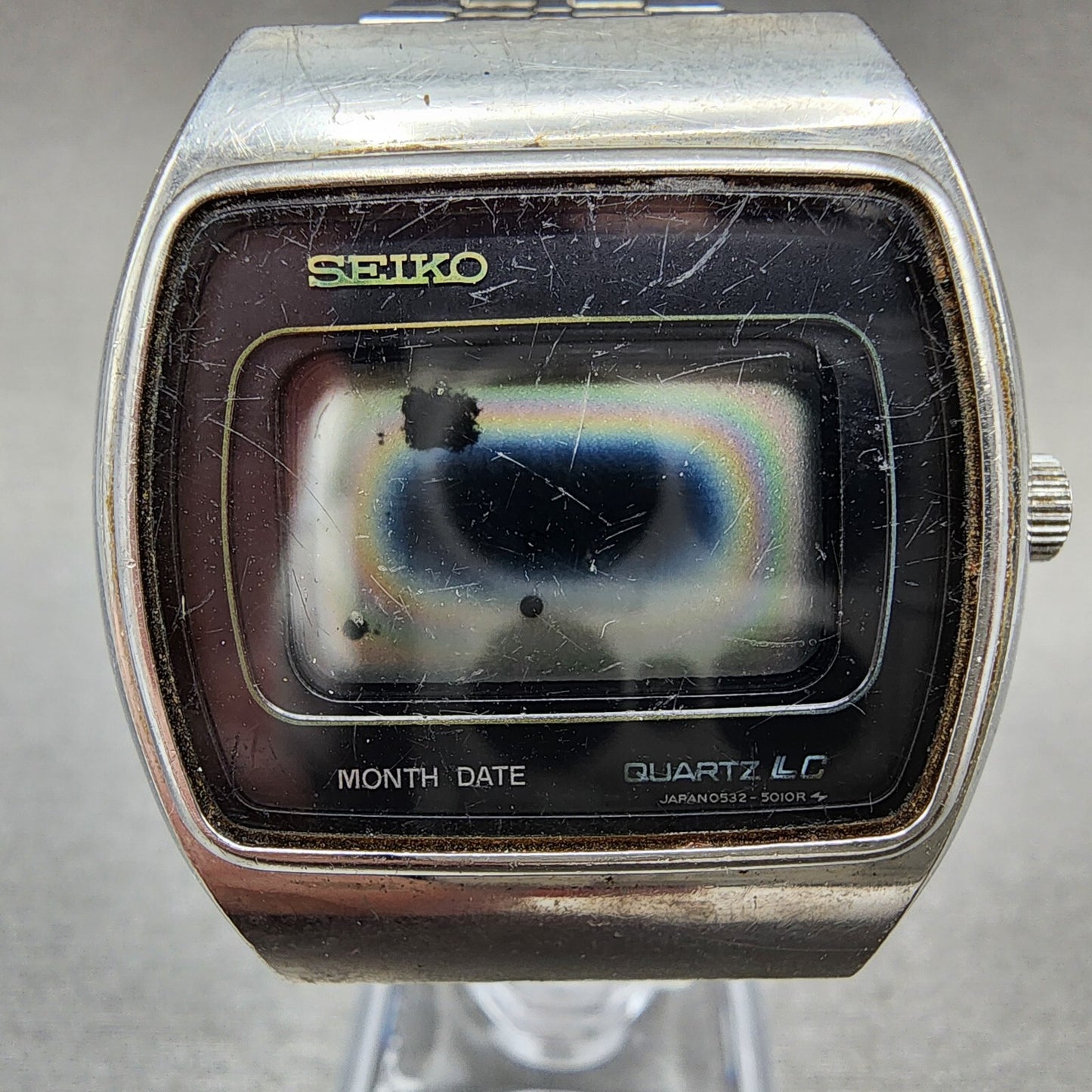 Seiko Digital Watch Men 37mm LCD Month Date Rectangle 0532-5019 PARTS