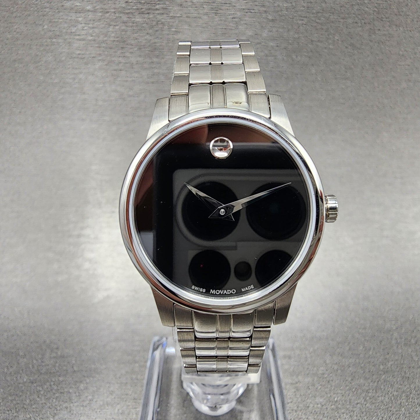 Movado Museum Classic Watch Women 28mm Black Dial Stainless Steel Round 0607537