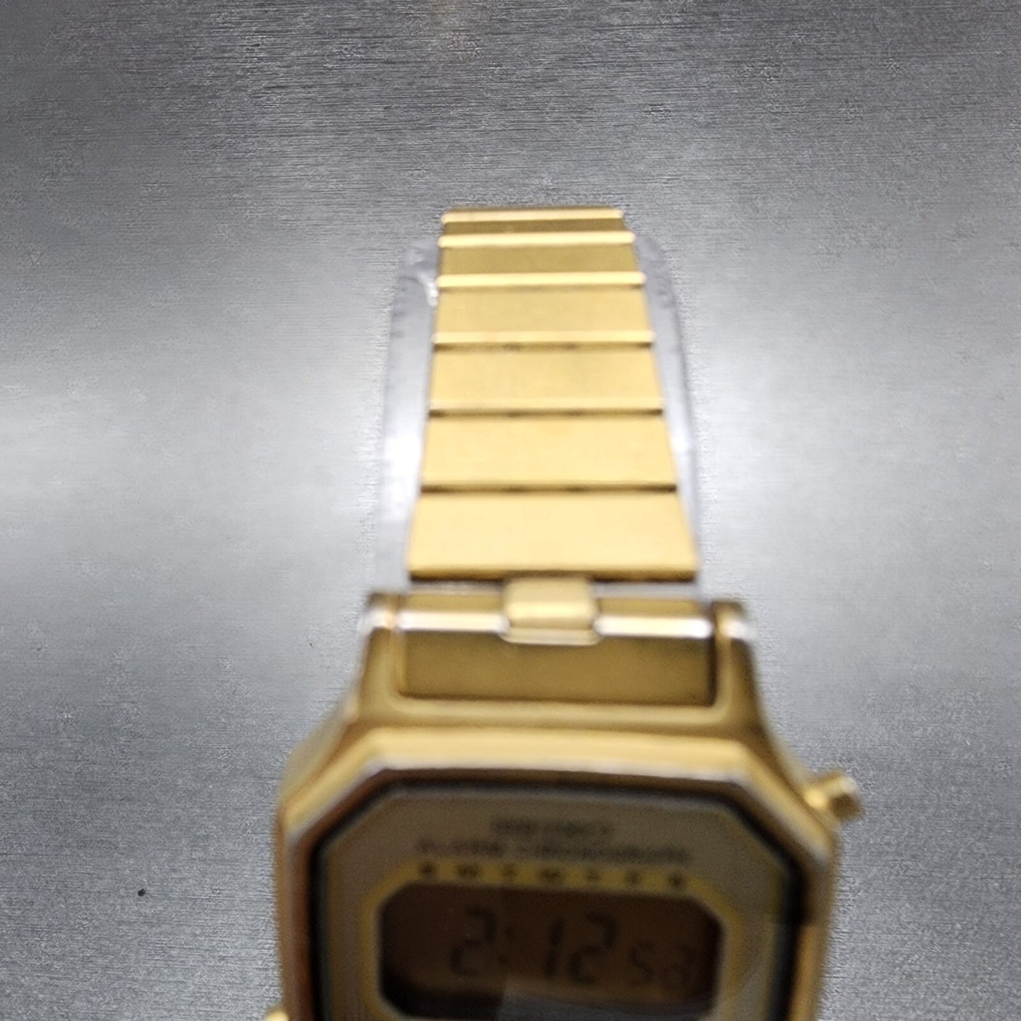 Seiko Digital Watch Women 23mm LCD Gold Tone Alarm Chrono Octagon New Battery