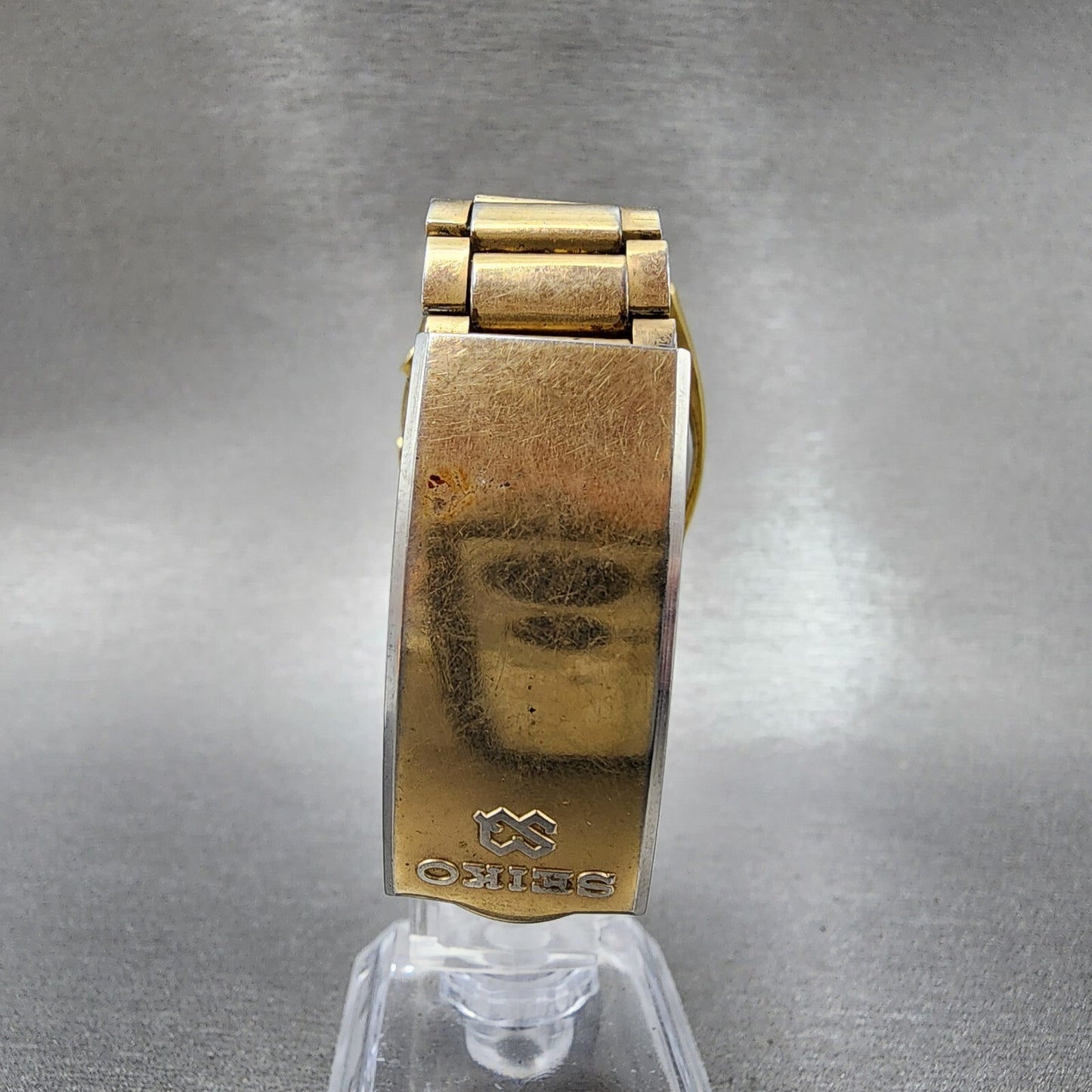 Seiko Digital Watch Men 34mm Gold Tone M154-4029 New Battery READ!!!!