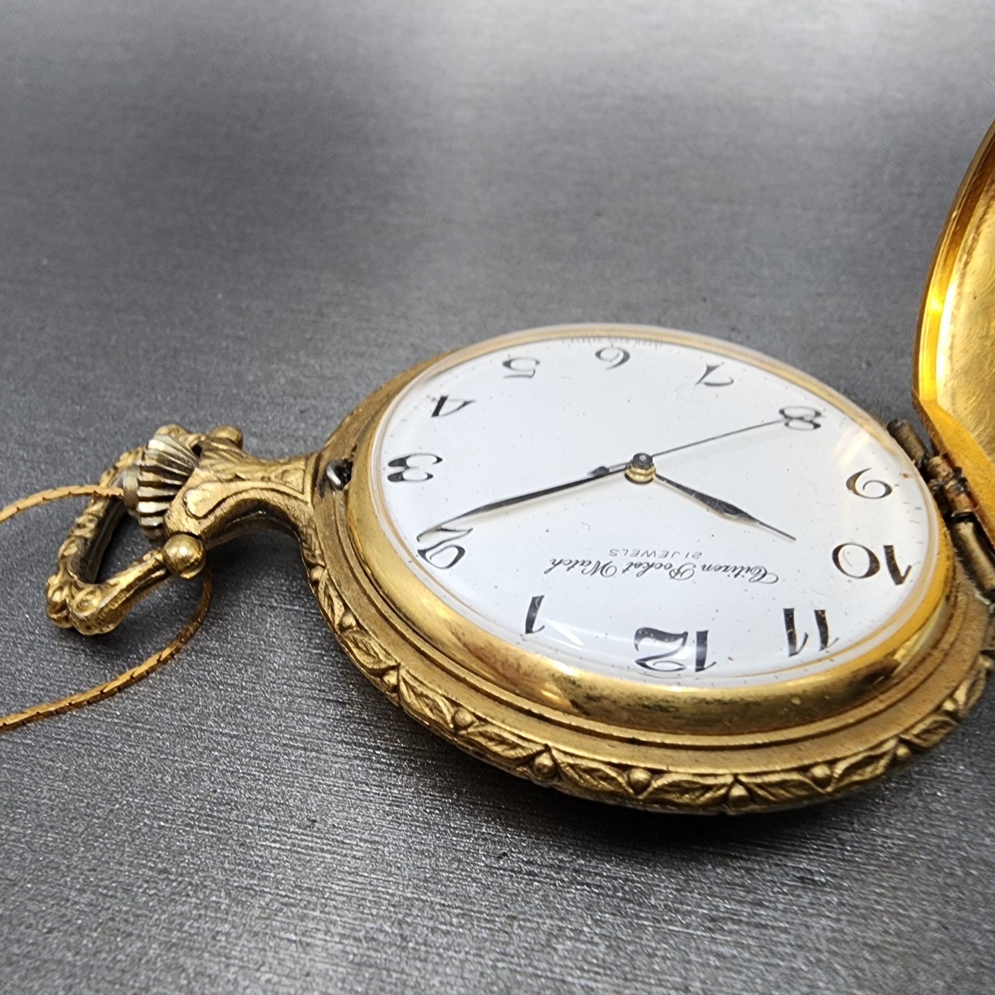 Citizen Pocket Watch Men 48mm White Dial Gold Tone Manual 0200-028853 Runs PARTS