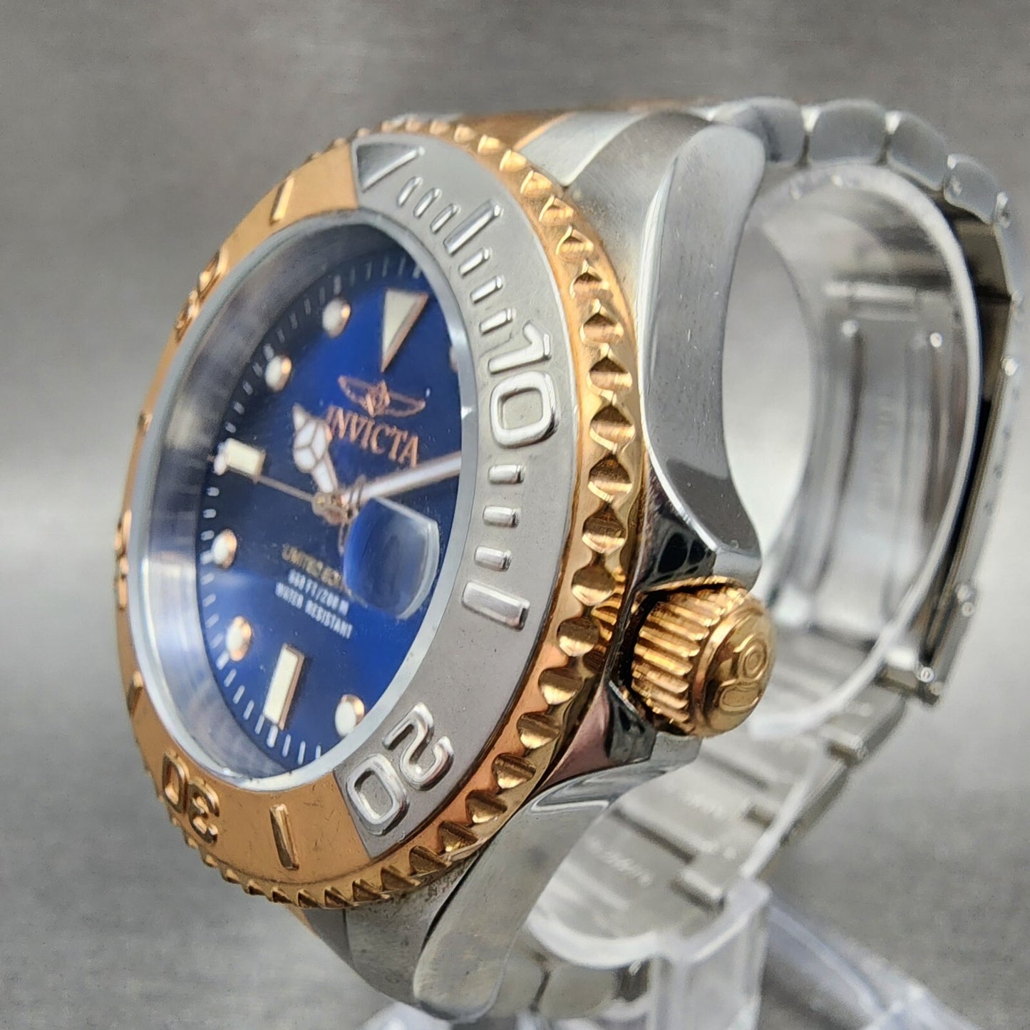Invicta Pro Diver Watch Women 38mm Blue Dial Two Tone Date Round 16501 New Batt