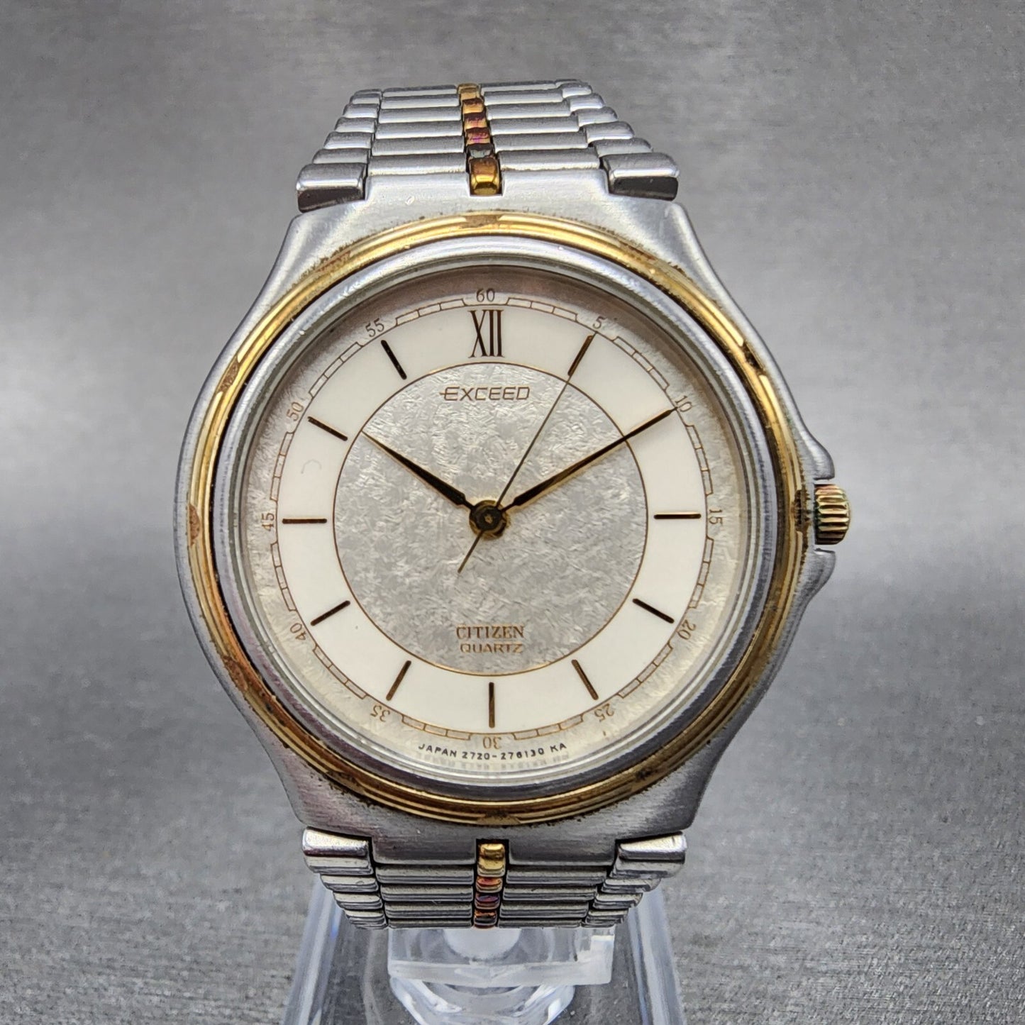 Citizen Exceed Watch Men 32mm White Dial Two Tone Round 2730-954785 New Battery